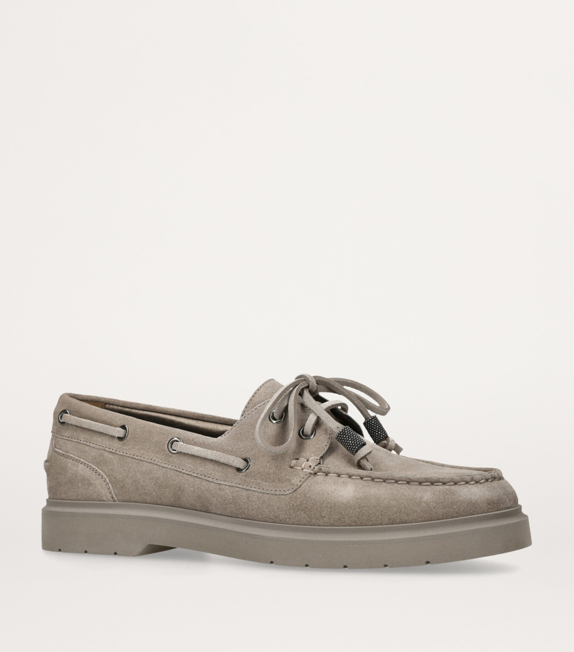 Brunello Cucinelli Suede Boat Shoes Taupe Image 3