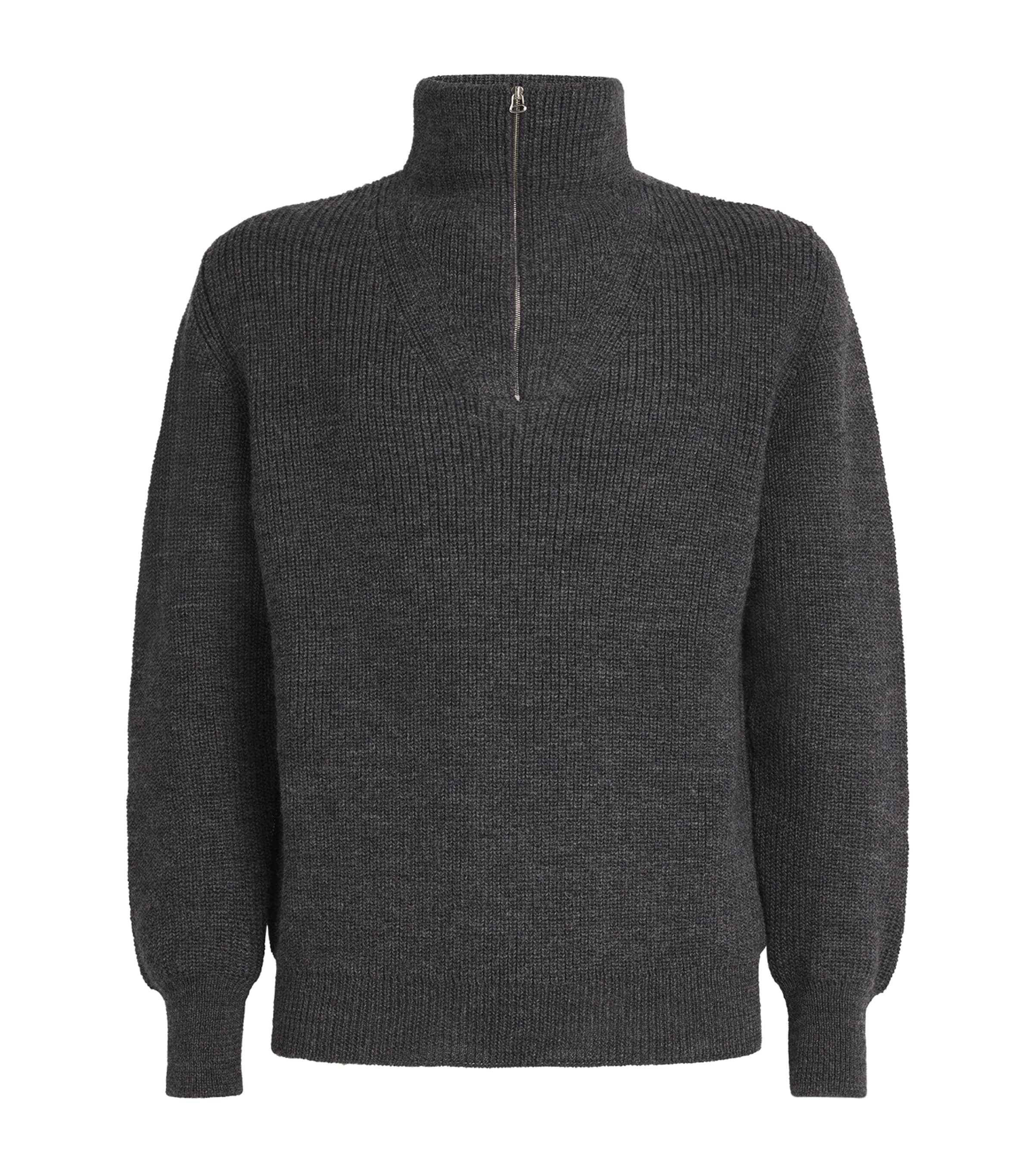 DRAKE'S WOOL ZIPPED SWEATER 