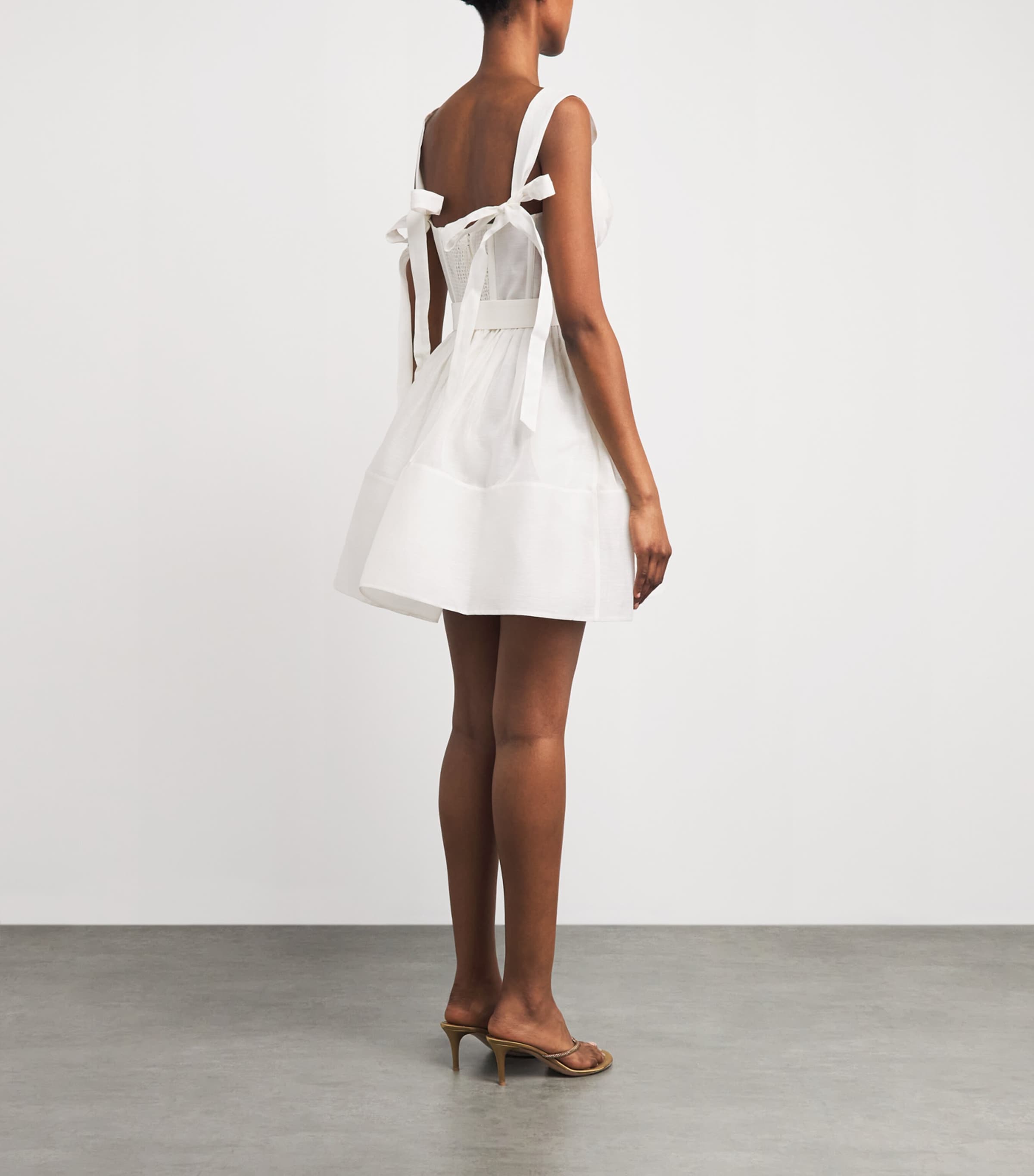 Zimmermann Womens Linen-Silk Belted Mini Dress Ivory Image 4