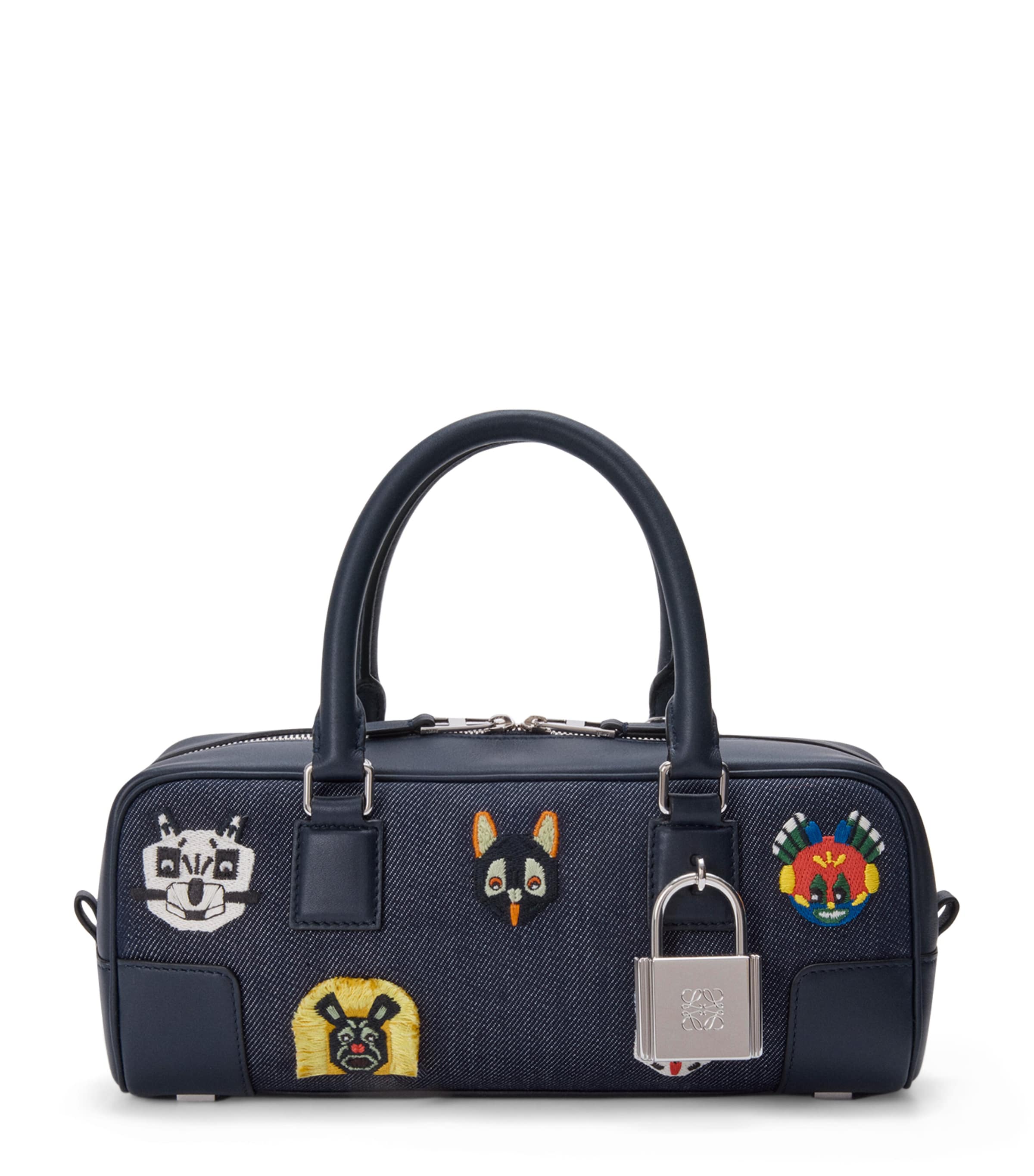 Loewe Denim Amazona Cats 23 Top Handle Bag In Blue