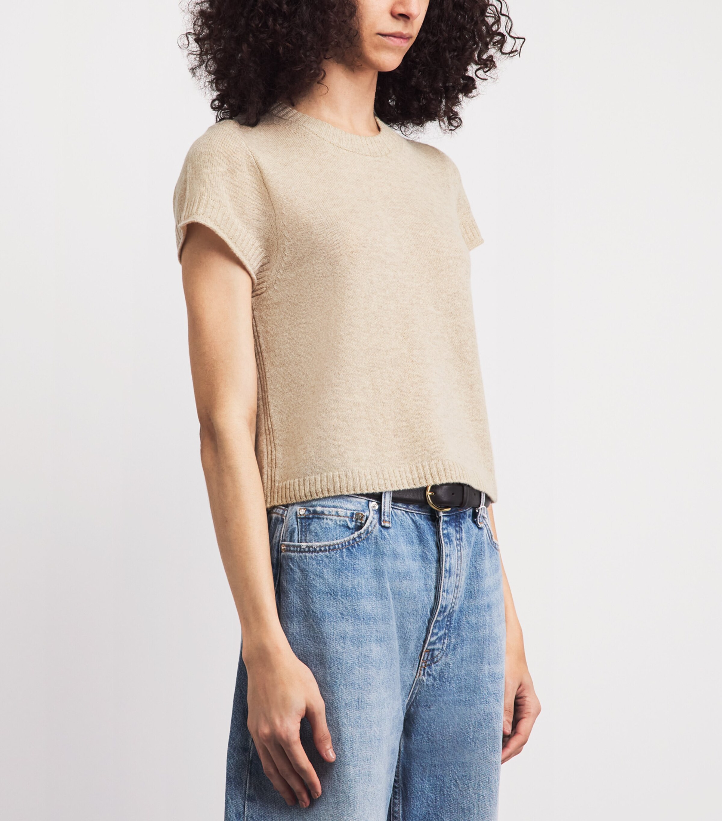 ME+EM Womens Cashmere Baby T-Shirt Oatmeal Image 4