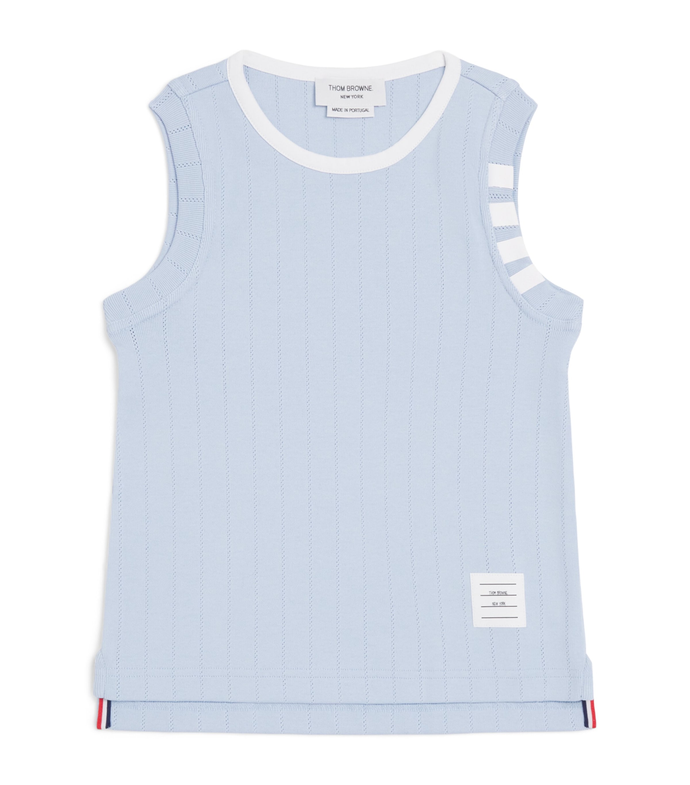 Thom Browne Kids Cotton Ringer Tank Top (2-12 Years) Light Blue Image 1