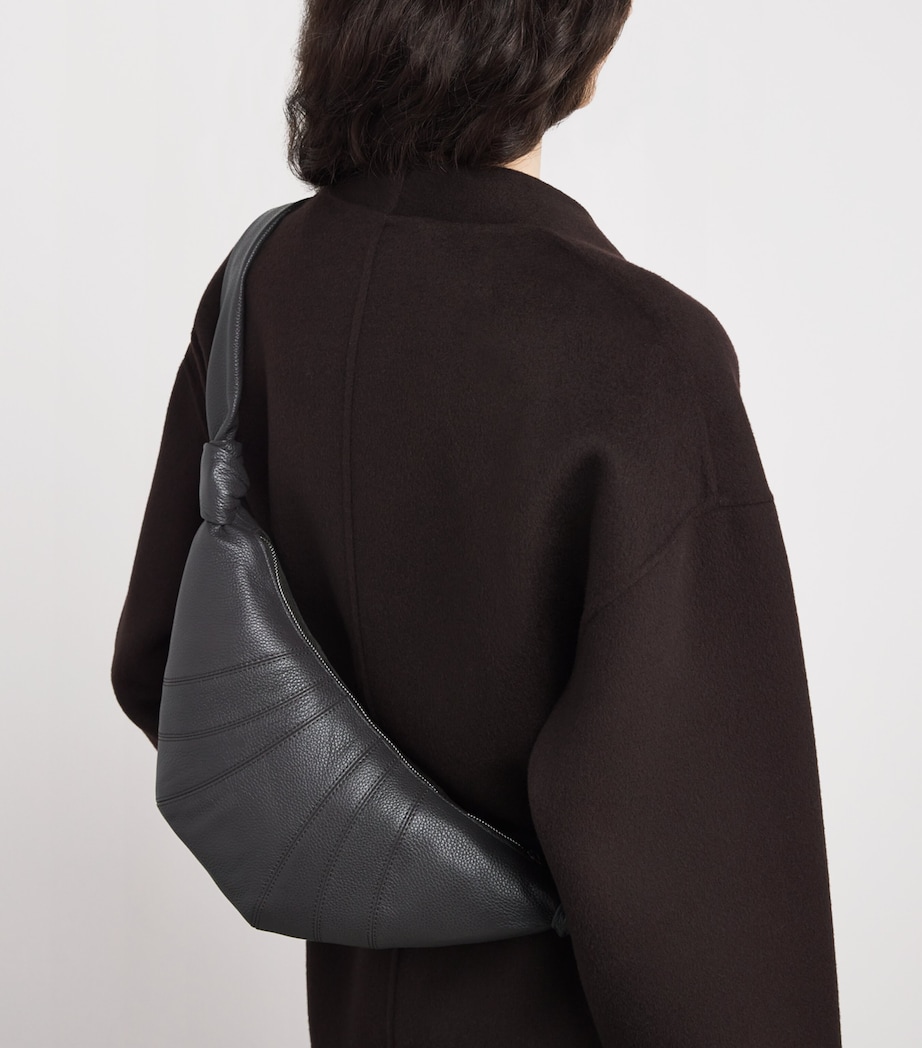 Small Grained Leather Croissant Cross-Body Bag BR490 DARK CHOCOLATE Image 5