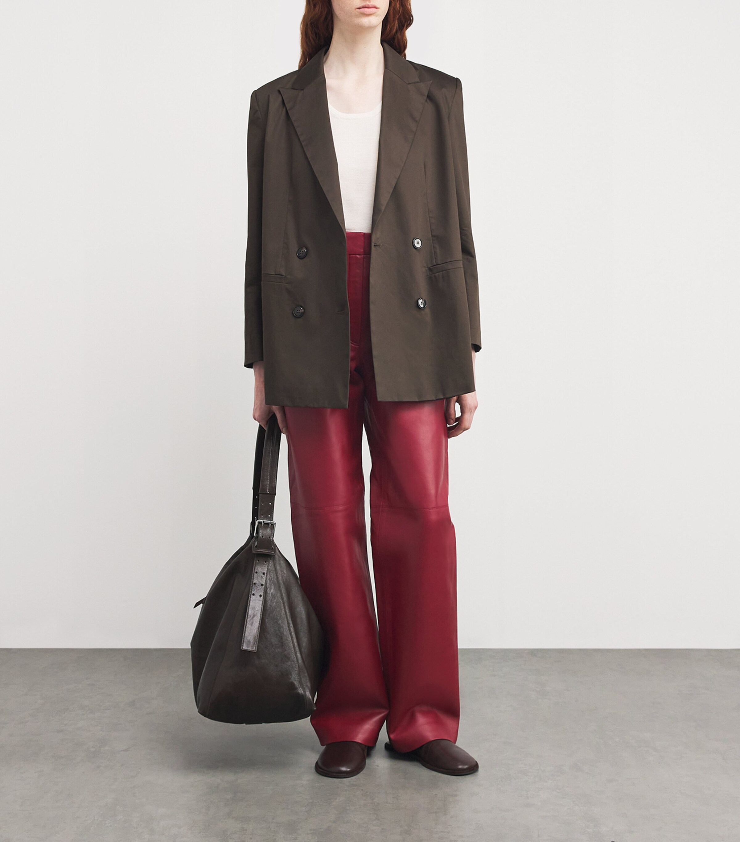 CAMILLA AND MARC Womens Leather Selita Trousers Garnet Red Image 2