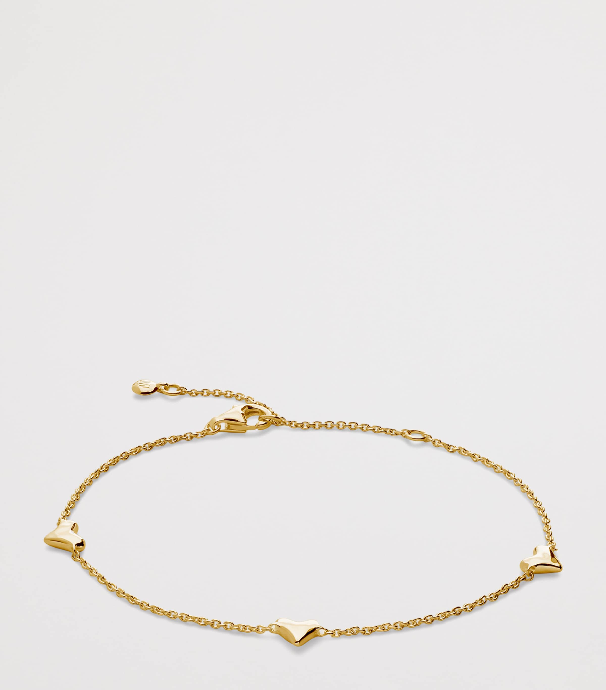Gold Vermeil Heart Station Chain Bracelet 18K GOLD VERMEIL Image 2