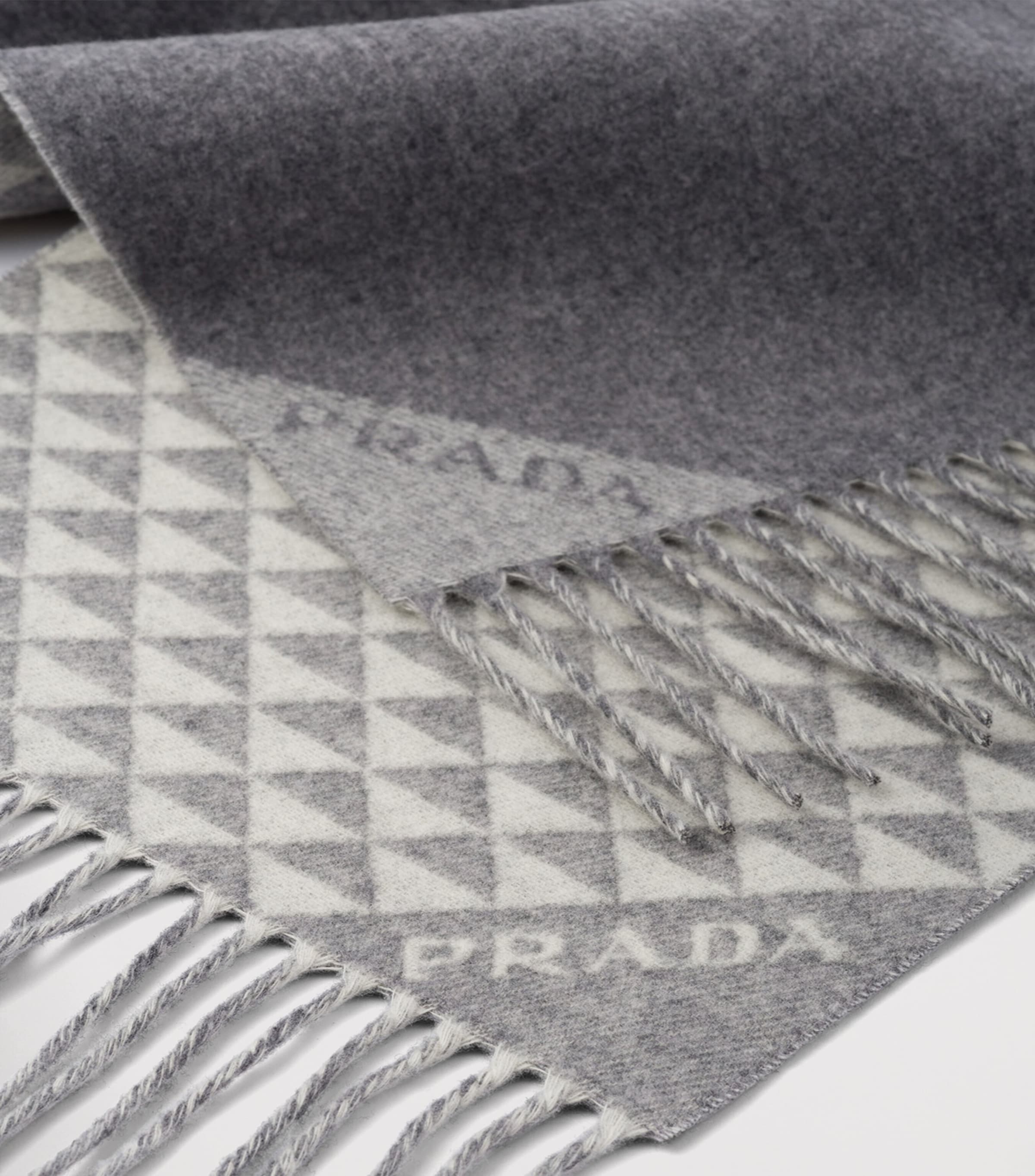 Wool-Cashmere Triangle Print Scarf F052N Image 2