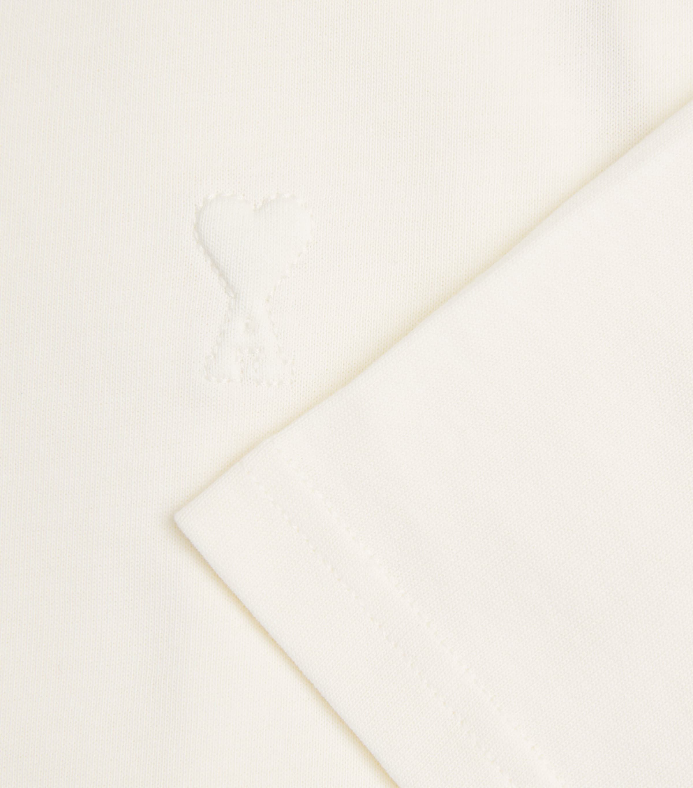 AMI Paris Mens Cotton Embossed Logo T-Shirt Blanc Creme Image 6