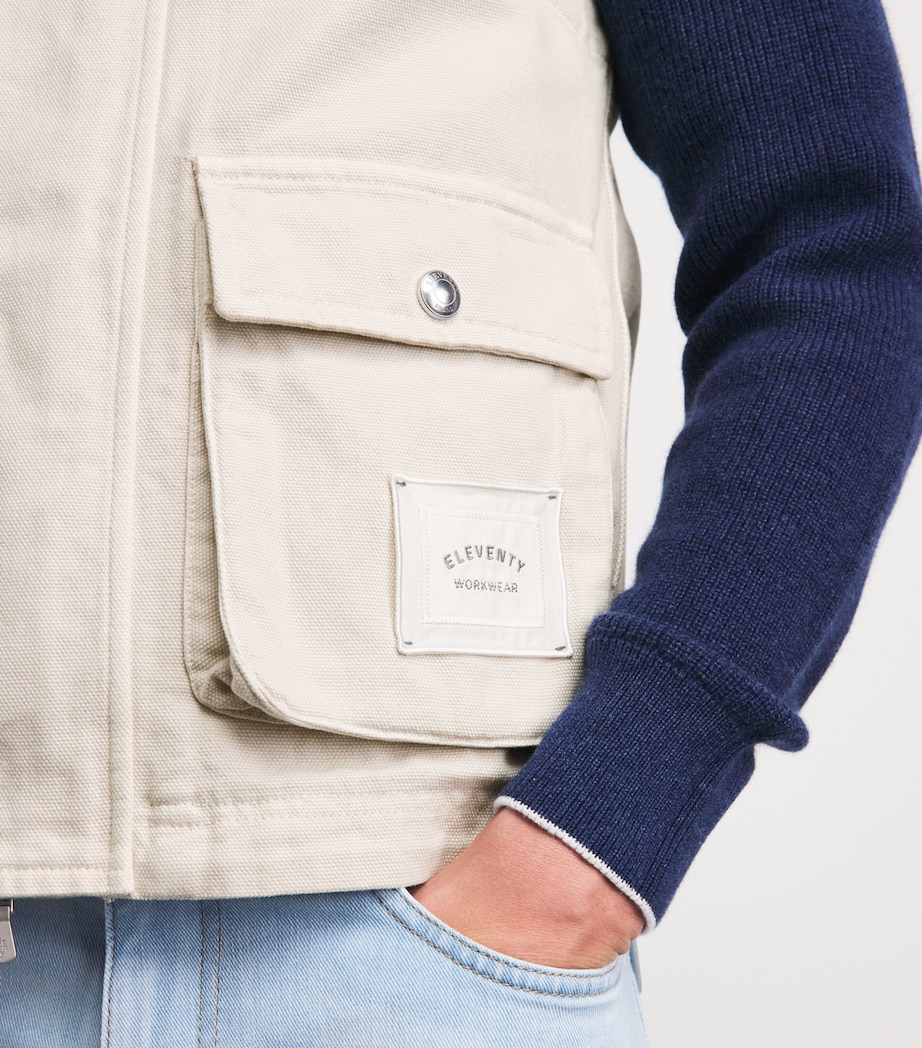 Eleventy Mens Garment-Dyed Cotton Gilet Sabbia Image 3