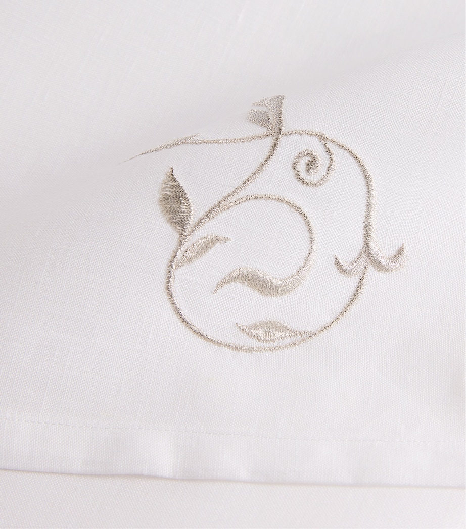 Linen Embroidered Scroll Napkin (45cm x 45cm) WHITE/SILVER Image 2