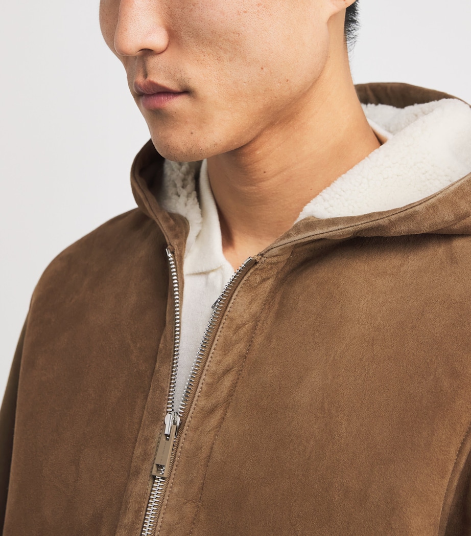 Shearling Reversible Hooded Jacket B3195 CHRKEE/CNVS Image 6