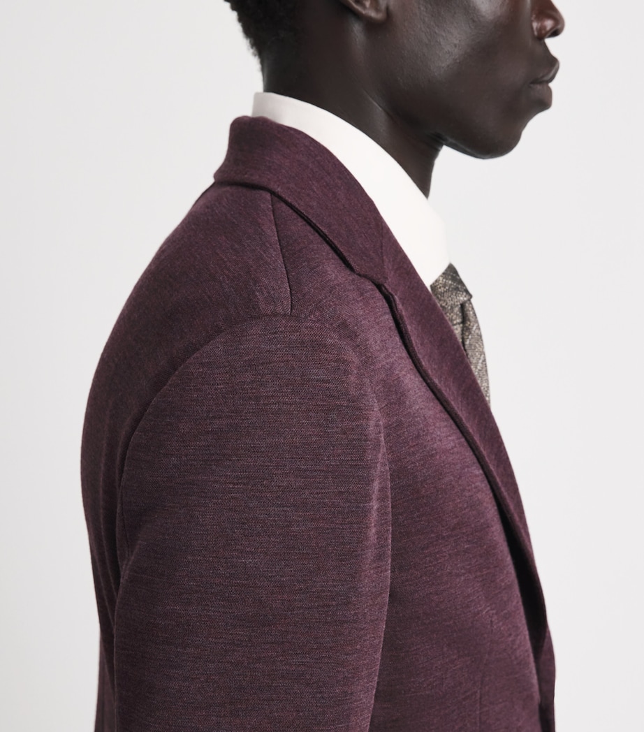 Canali Mens Wool Blazer Burgundy Image 3