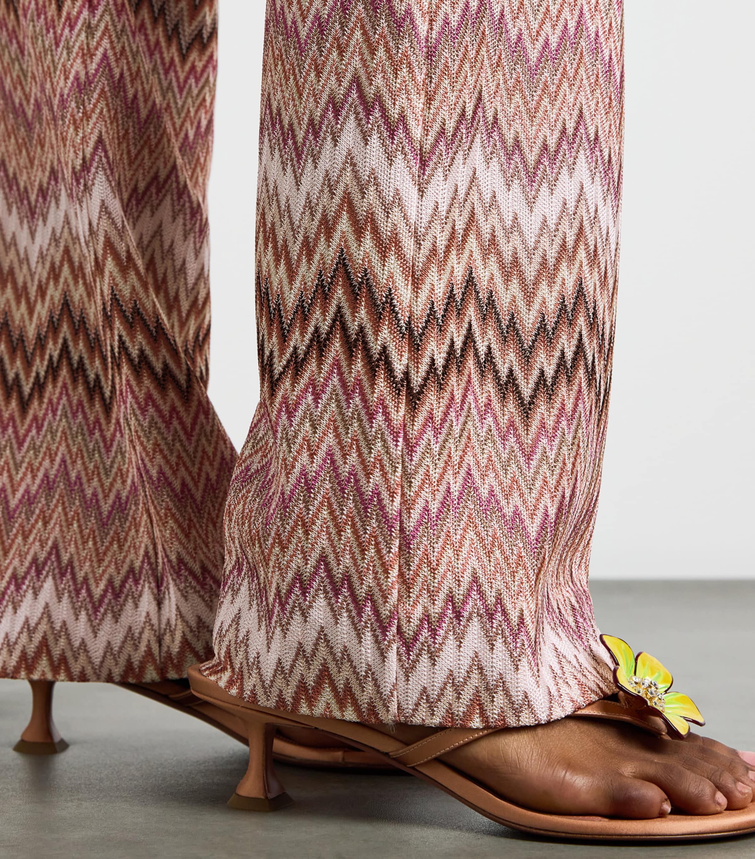 Missoni Womens Zigzag Flared Trousers Pink White Image 3