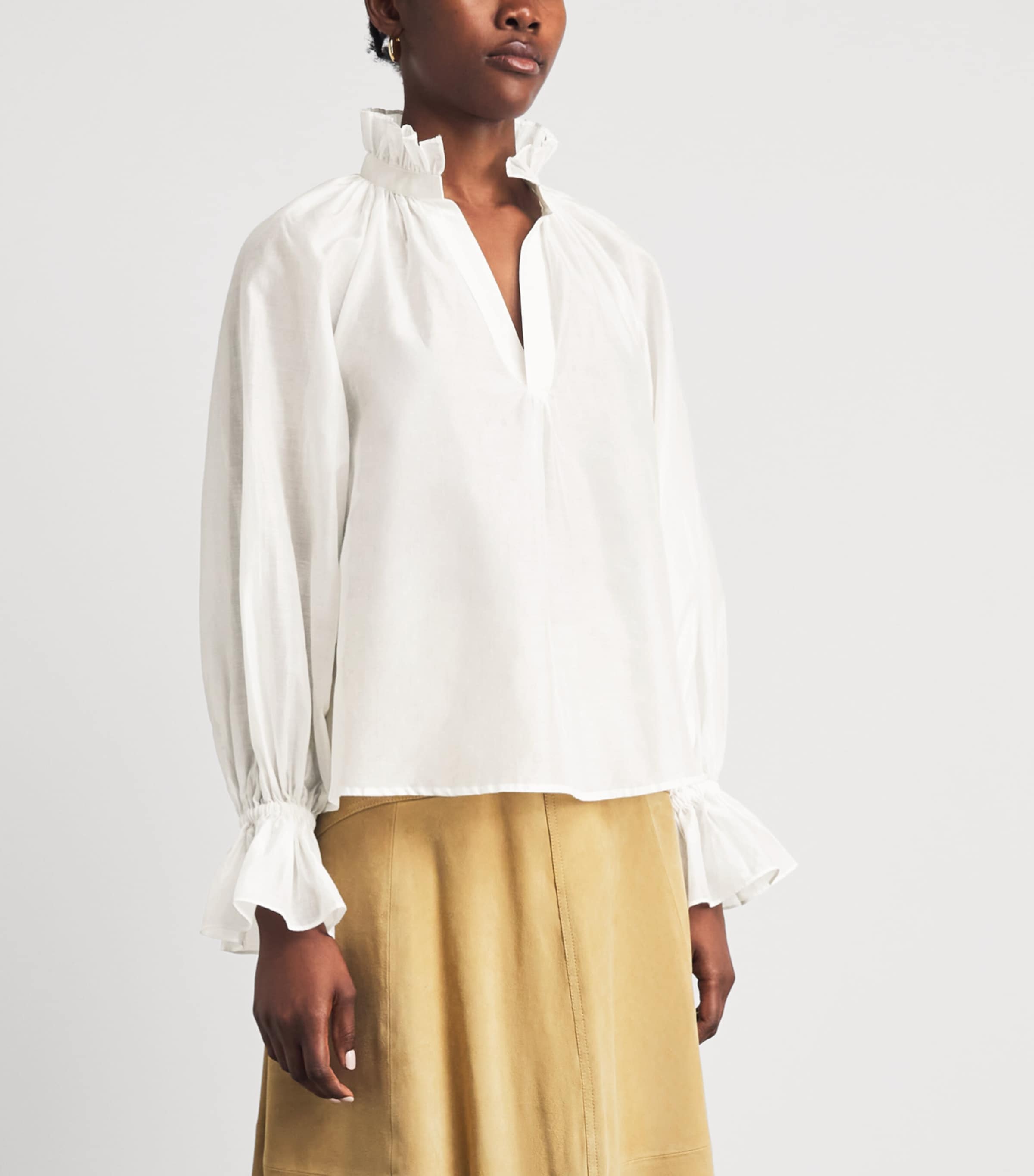 Polo Ralph Lauren Womens Cotton-Silk Lina Blouse White Image 4