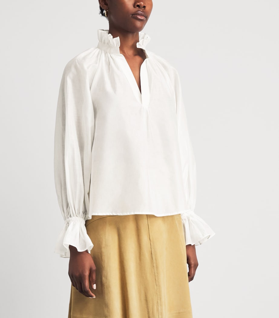 Polo Ralph Lauren Womens Cotton-Silk Lina Blouse White Image 4