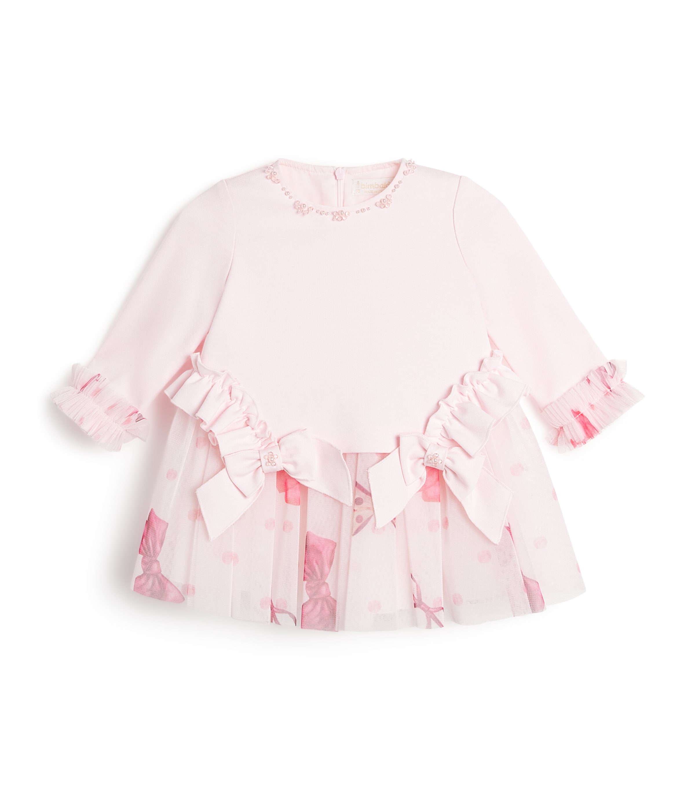 Bimbalò Ruffle Bow Rosa Dress In Neutral