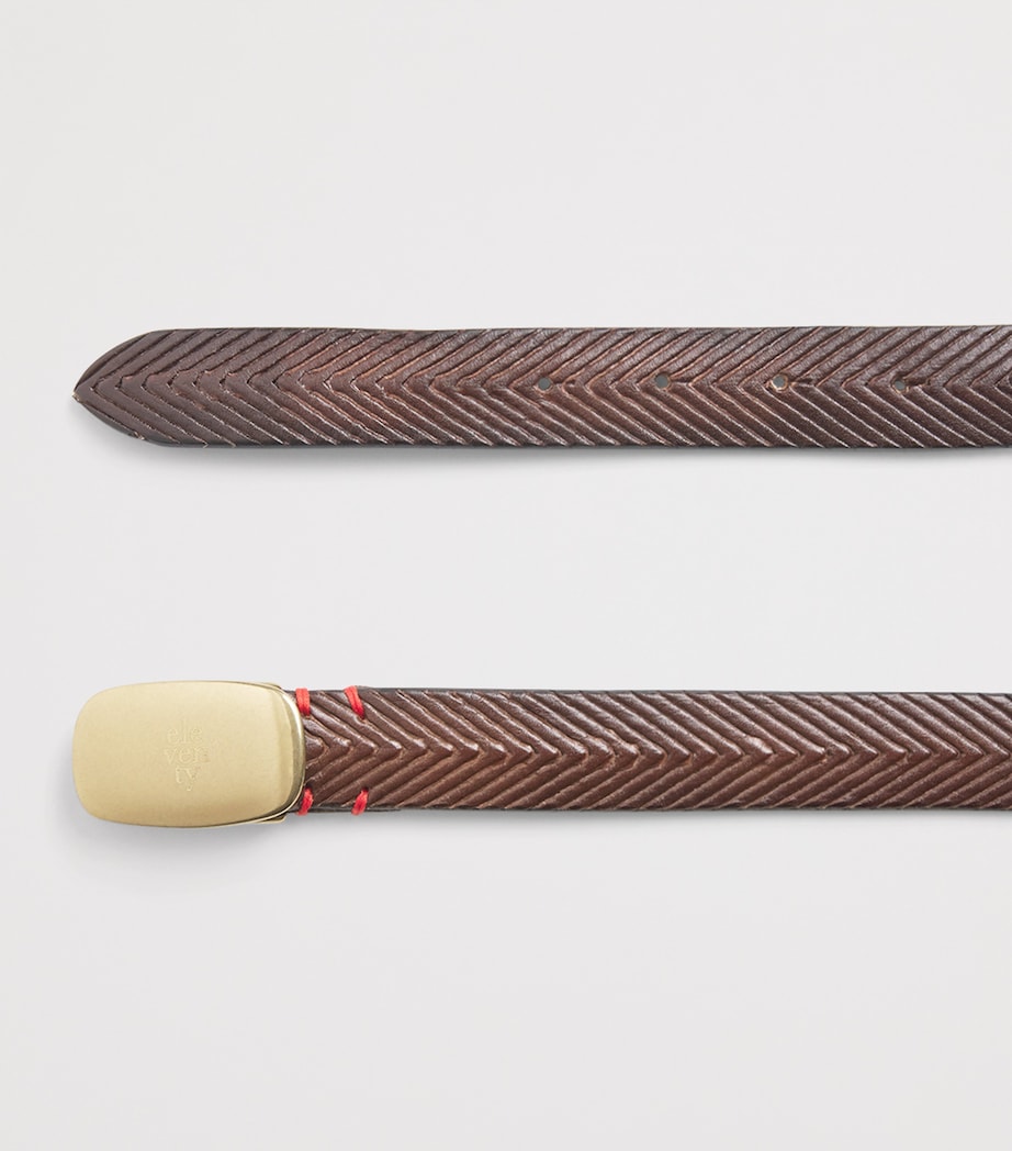 Leather Chevron Logo-Buckle Belt CACAO Image 4