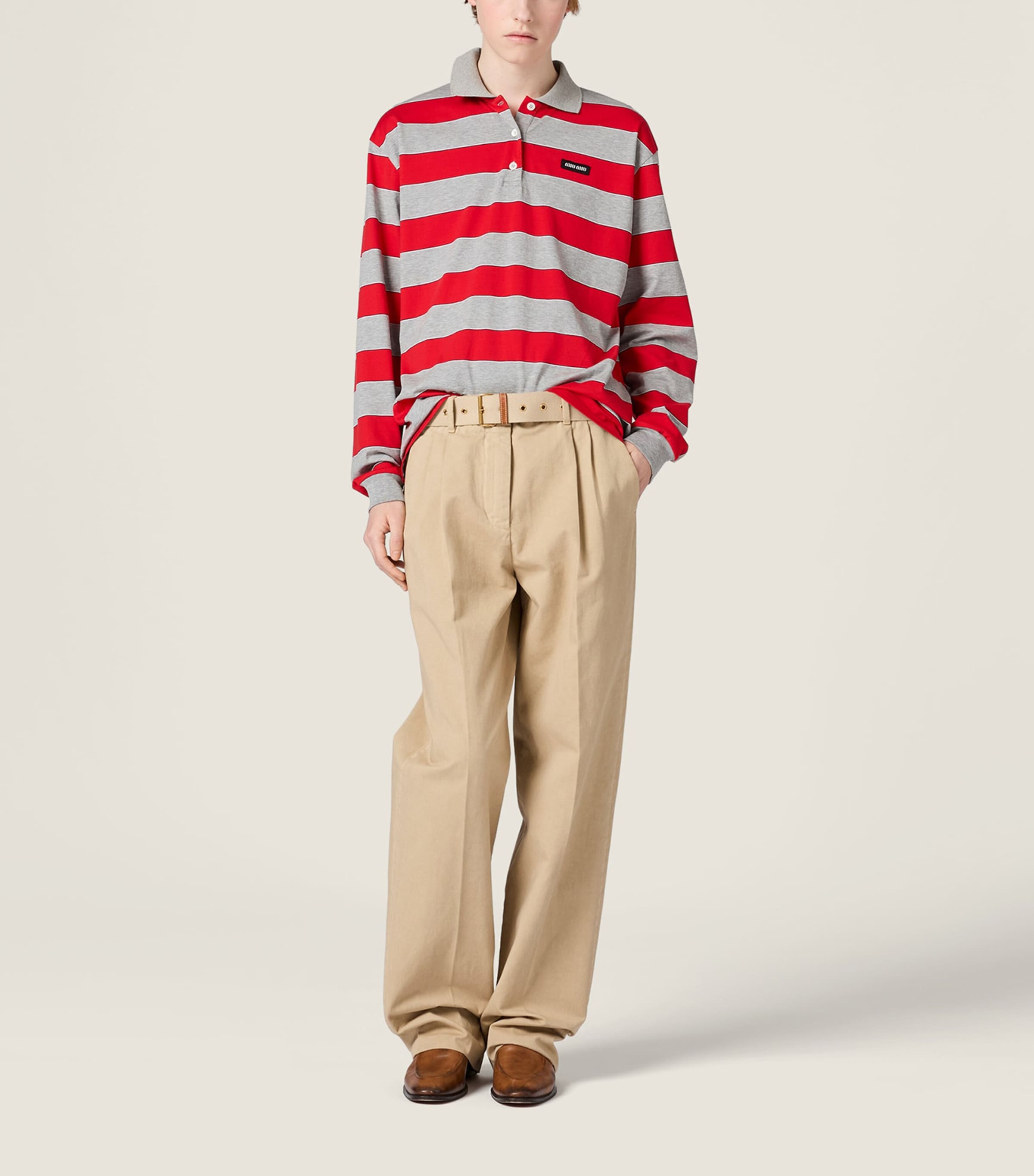 Miu Miu Womens Cotton Stripe Rugby Shirt Image 2