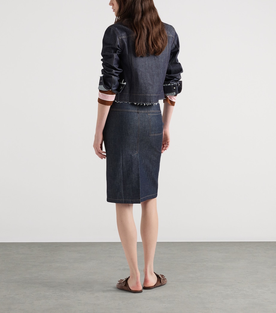 Prada Womens Raw-Hem Denim Jacket Blue Image 5