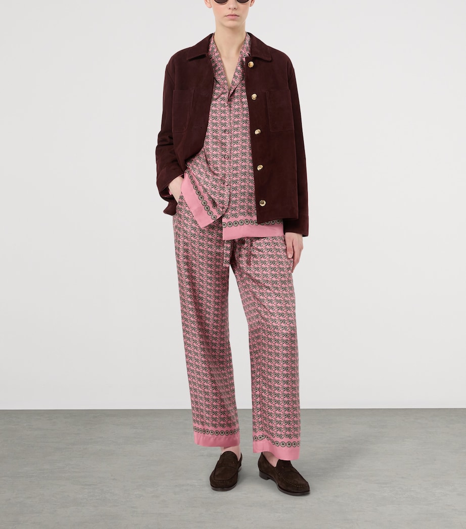 Max Mara Womens Silk Printed Shirt Pink Image 2