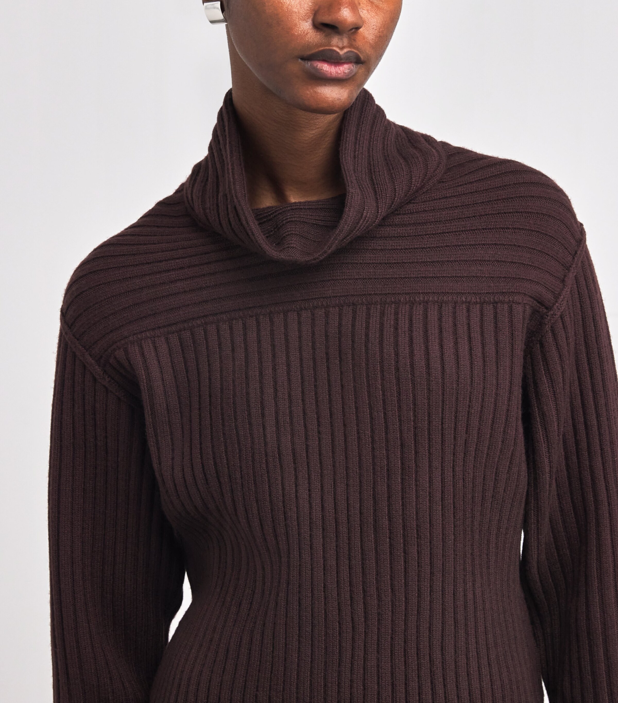 Merino Wool Rollneck Sweater HFR-DEEP PLUM Image 6