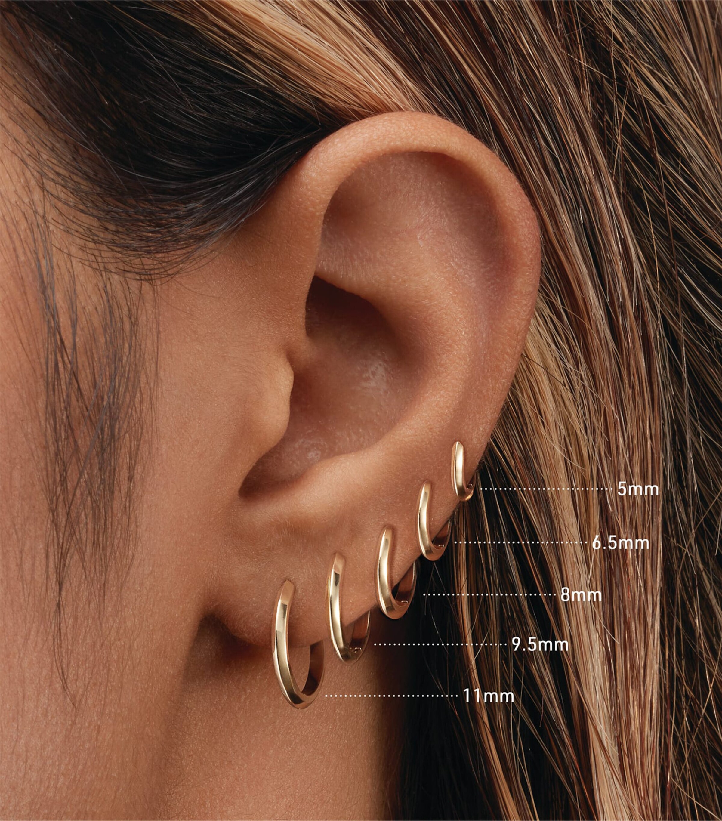 Faceted Metal Vertex Single Hoop Earring (8mm) WHITE GOLD Image 2