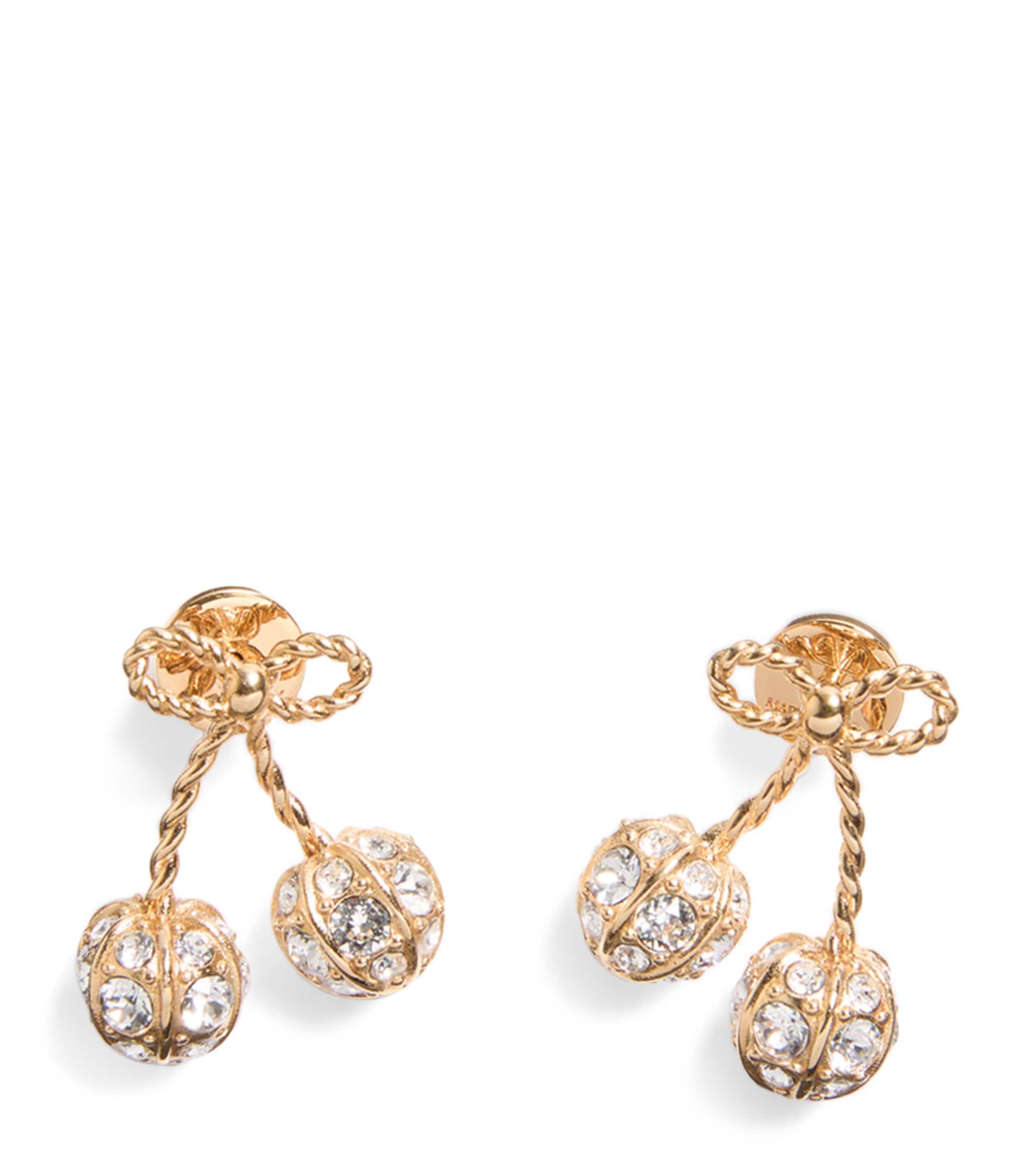 Valentino Cherryfic Metal And Swarovski Crystal Earrings In Gold