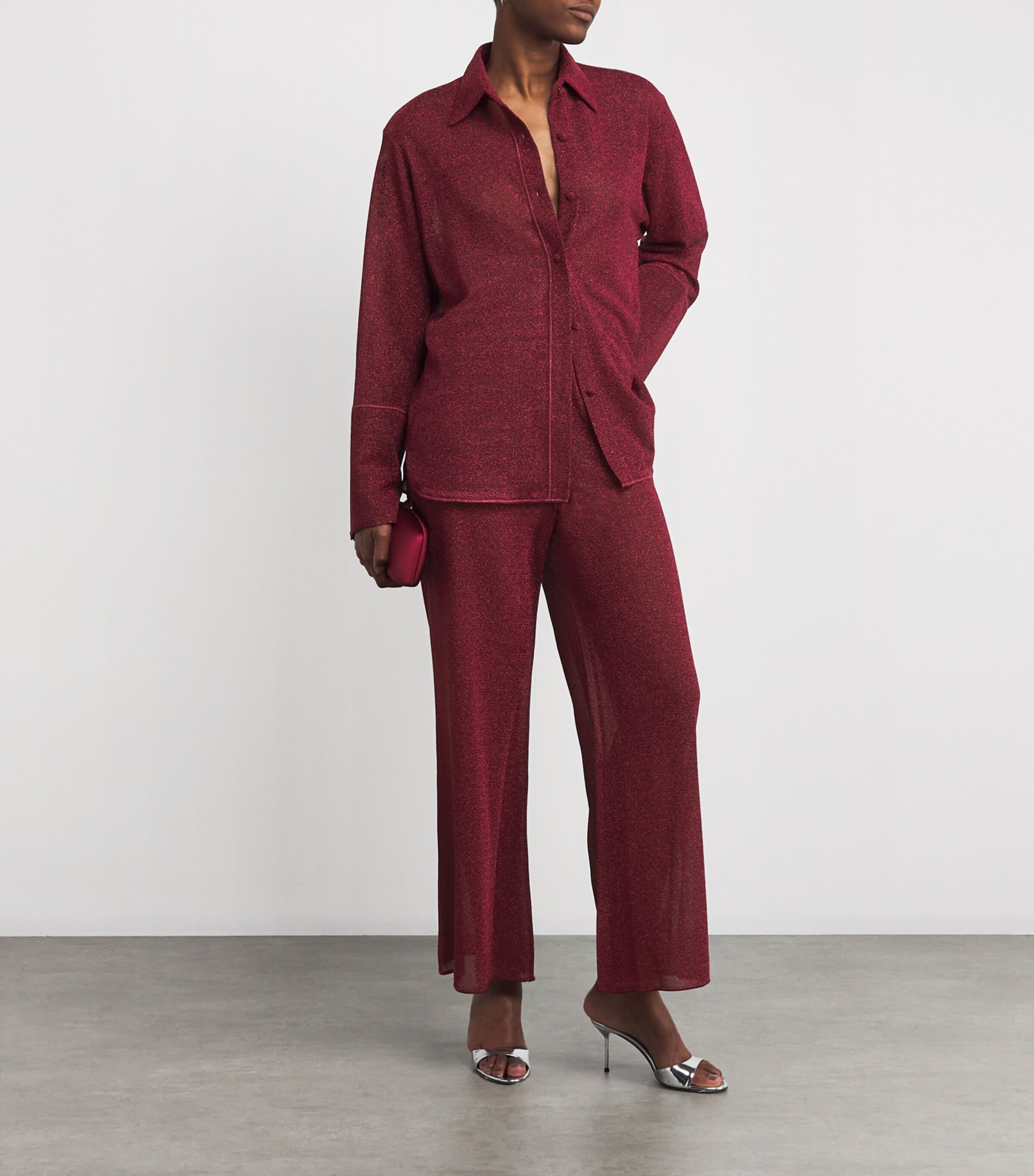 Oséree Womens Glazed Lumière Shirt Burgundy Image 2