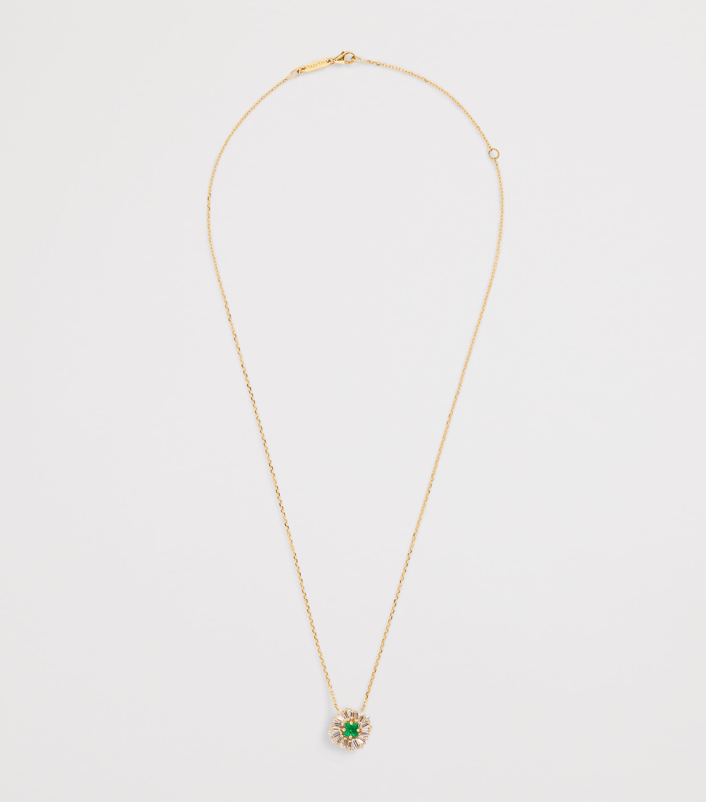 Suzanne Kalan Yellow Gold, Diamond and Emerald Princess Flower Necklace Yg/emer Image 3