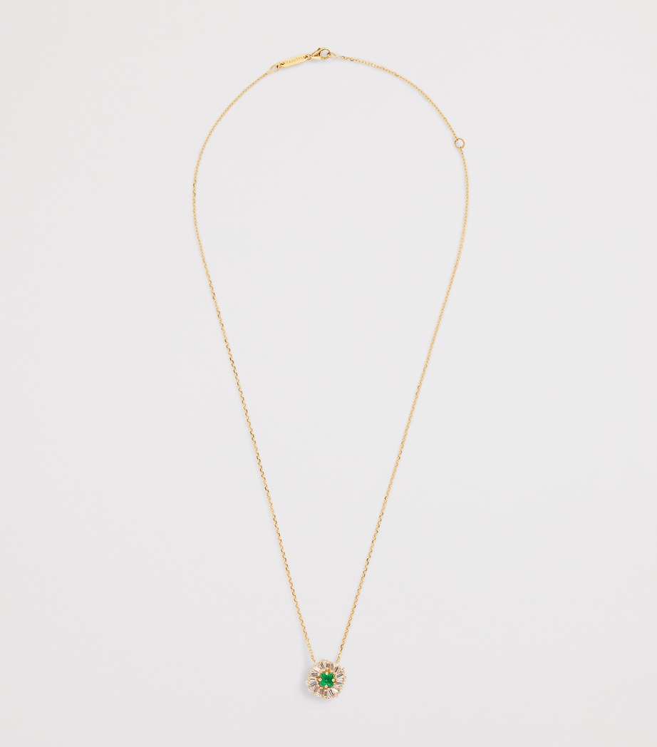 Suzanne Kalan Yellow Gold, Diamond and Emerald Princess Flower Necklace Yg/emer Image 3
