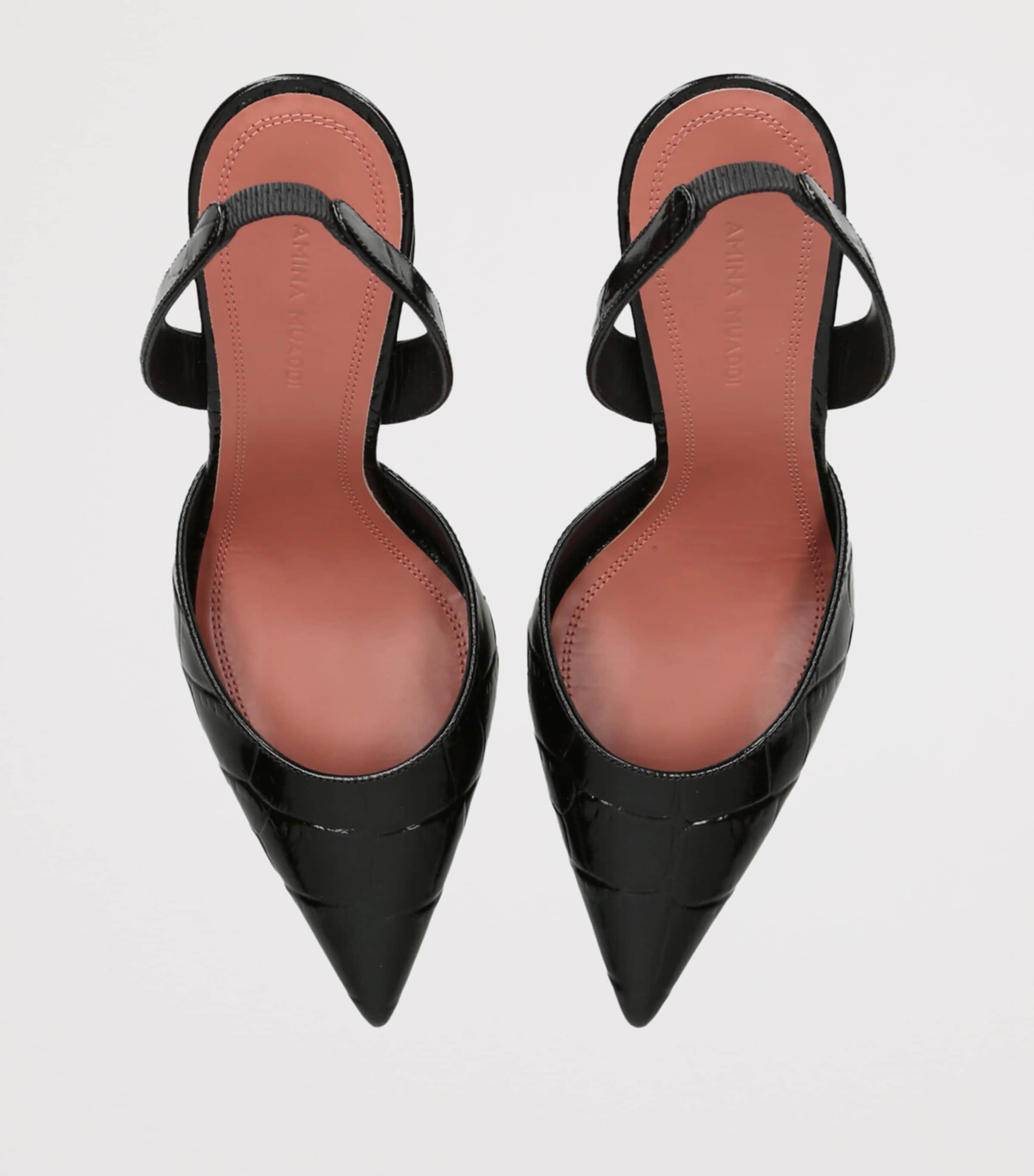 Amina Muaddi Womens Croc-Embossed Leather Holli Slingback Heels 95 Black Image 4
