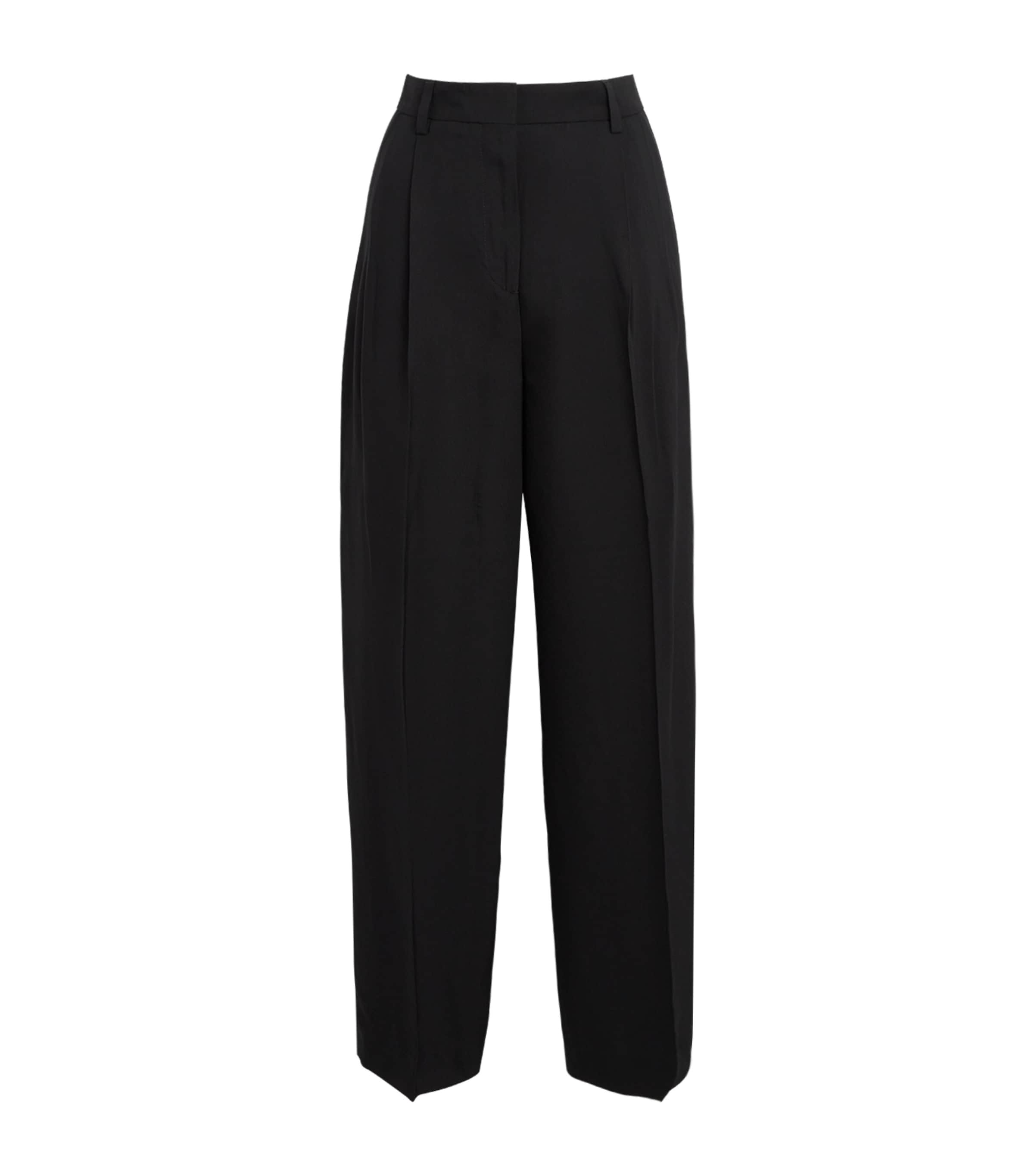 Toteme Womens Double-Pleat Straight Trousers Black Image 1