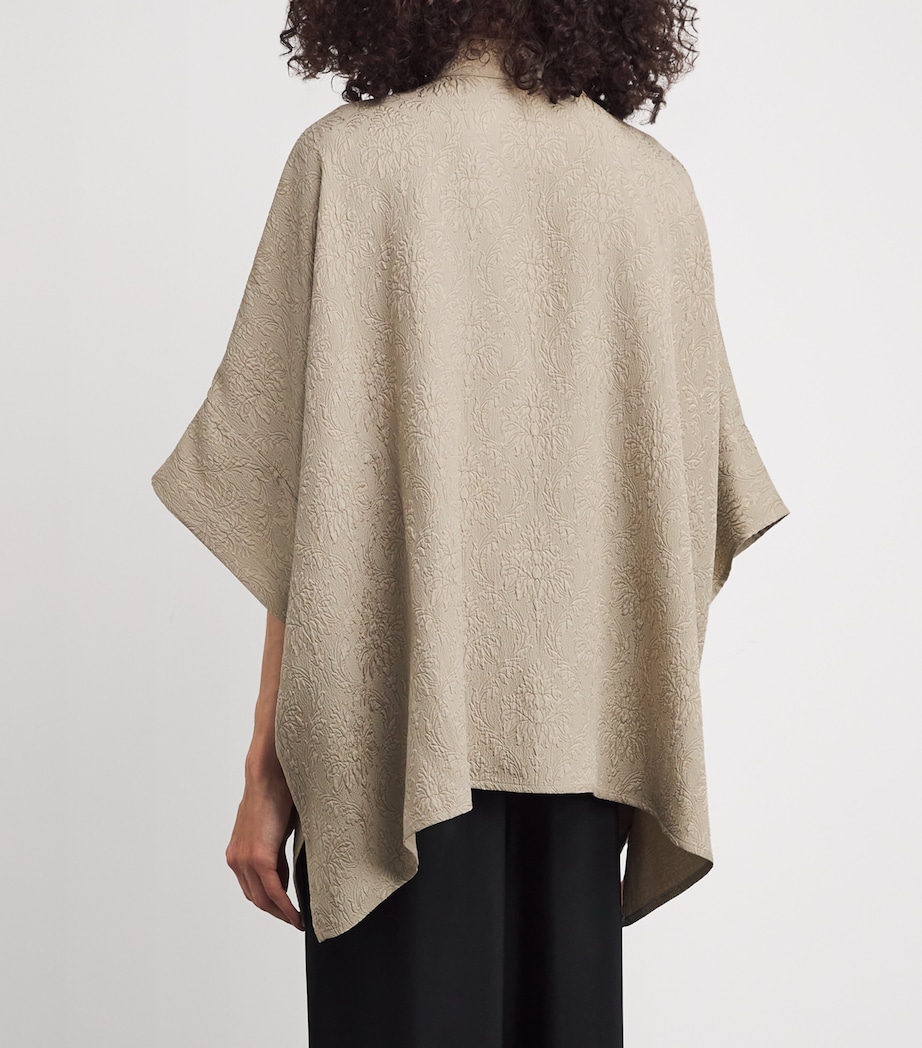 Silk Cropped-Sleeve Shirt STONE Image 4