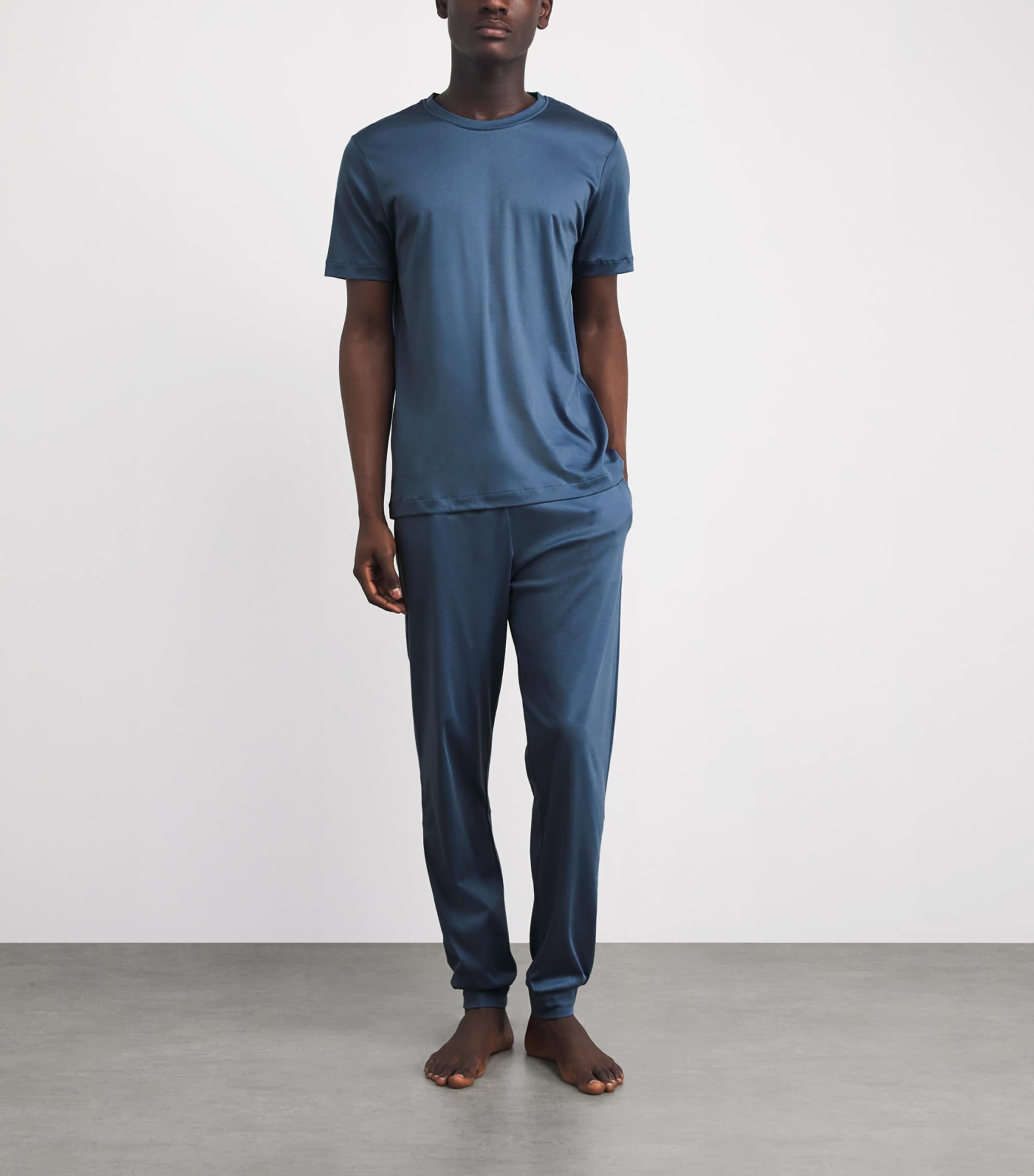 Zimmerli Mens 286 Sea Island T-Shirt Blue Horizon Image 2