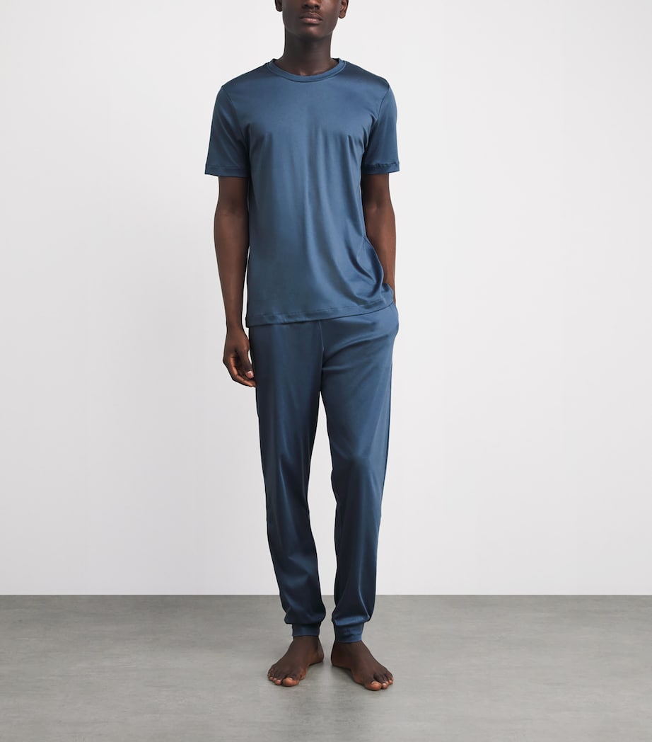 Zimmerli Mens 286 Sea Island T-Shirt Blue Horizon Image 2