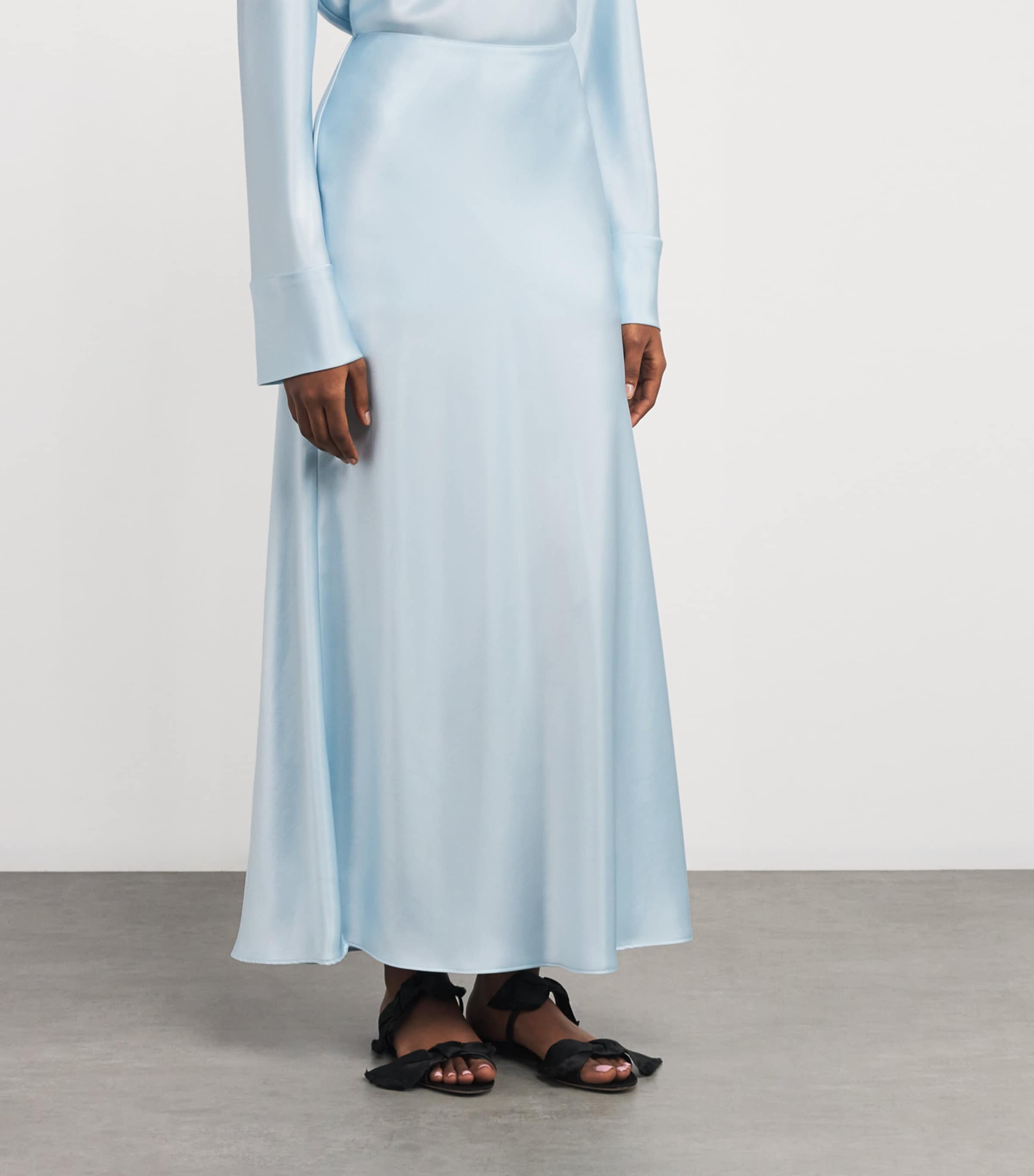 CAMILLA AND MARC Womens Satin Chimera Maxi Skirt Misty Blue Image 3
