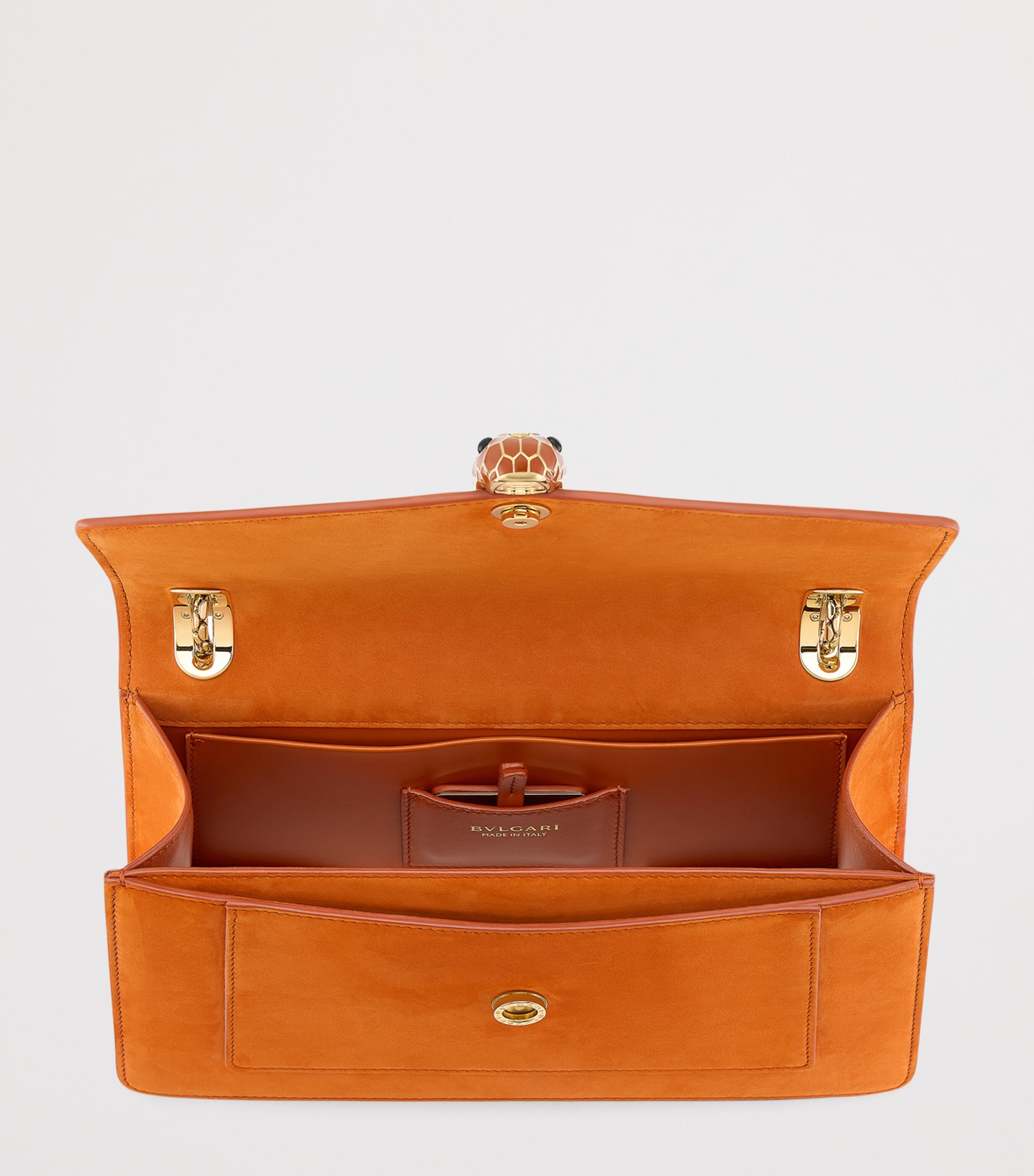 Bvlgari Suede Serpenti Forever Top-Handle Bag Orange Image 4