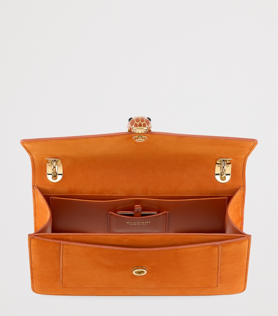 Bvlgari Suede Serpenti Forever Top-Handle Bag Orange Image 4
