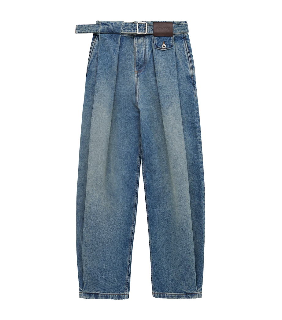 Pleated Boyfriend Jeans WASHED DENIM Image 1