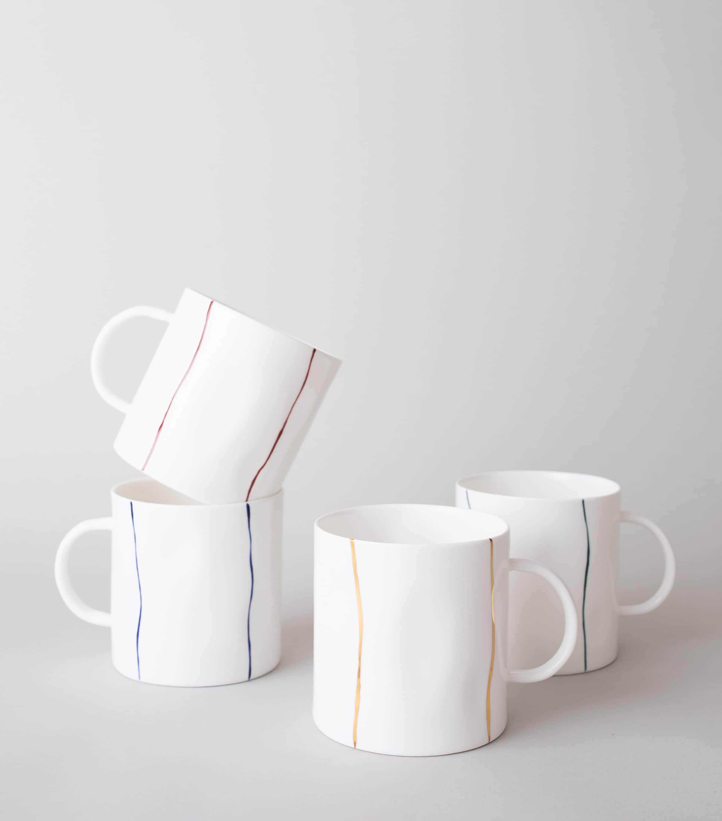 FELDSPAR Fine Bone China Stripe Tea Mug (Set of 4) Harrods Mix Image 2