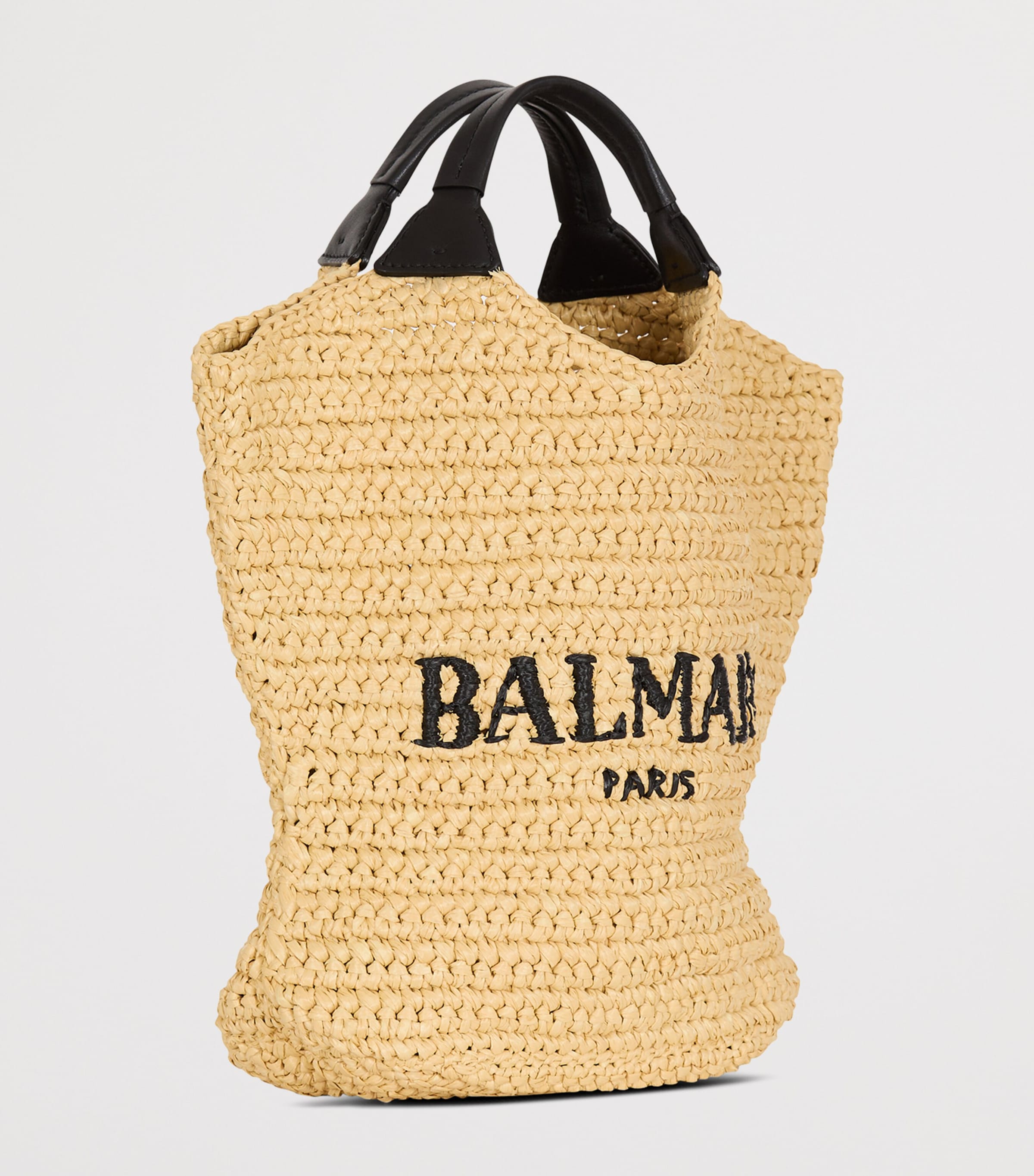 Balmain Mini Crochet Tote Bag Gte Naturel / Noir Image 3