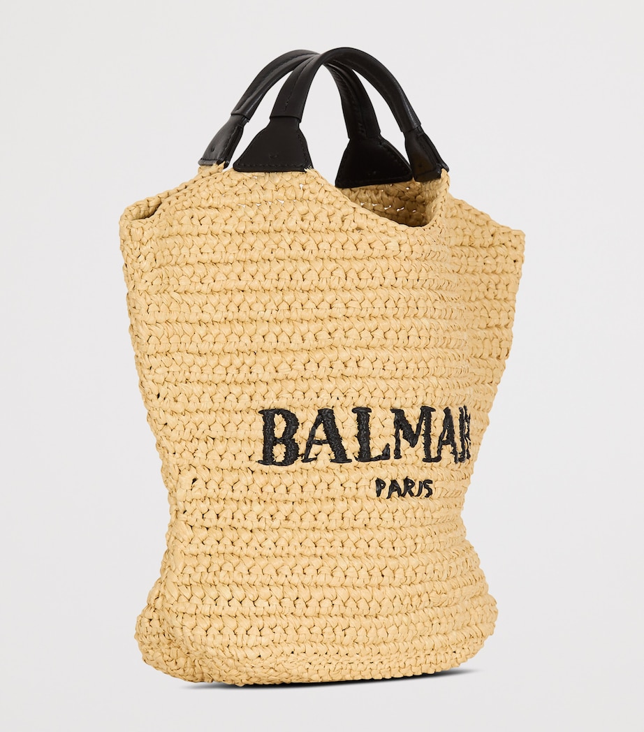Balmain Mini Crochet Tote Bag Gte Naturel / Noir Image 3