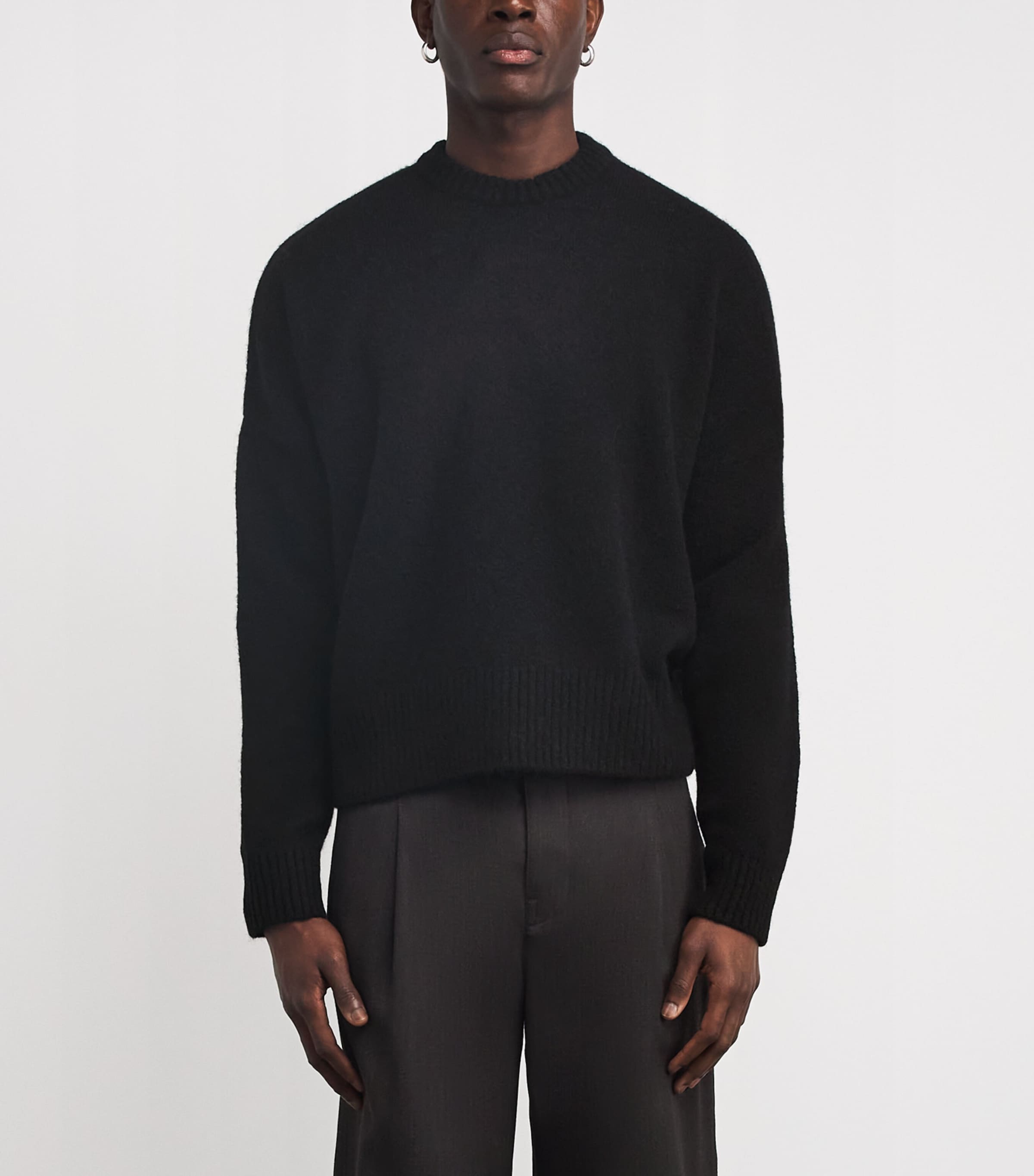 Wool-Blend Back Logo Sweater BLACK/ECRU Image 3