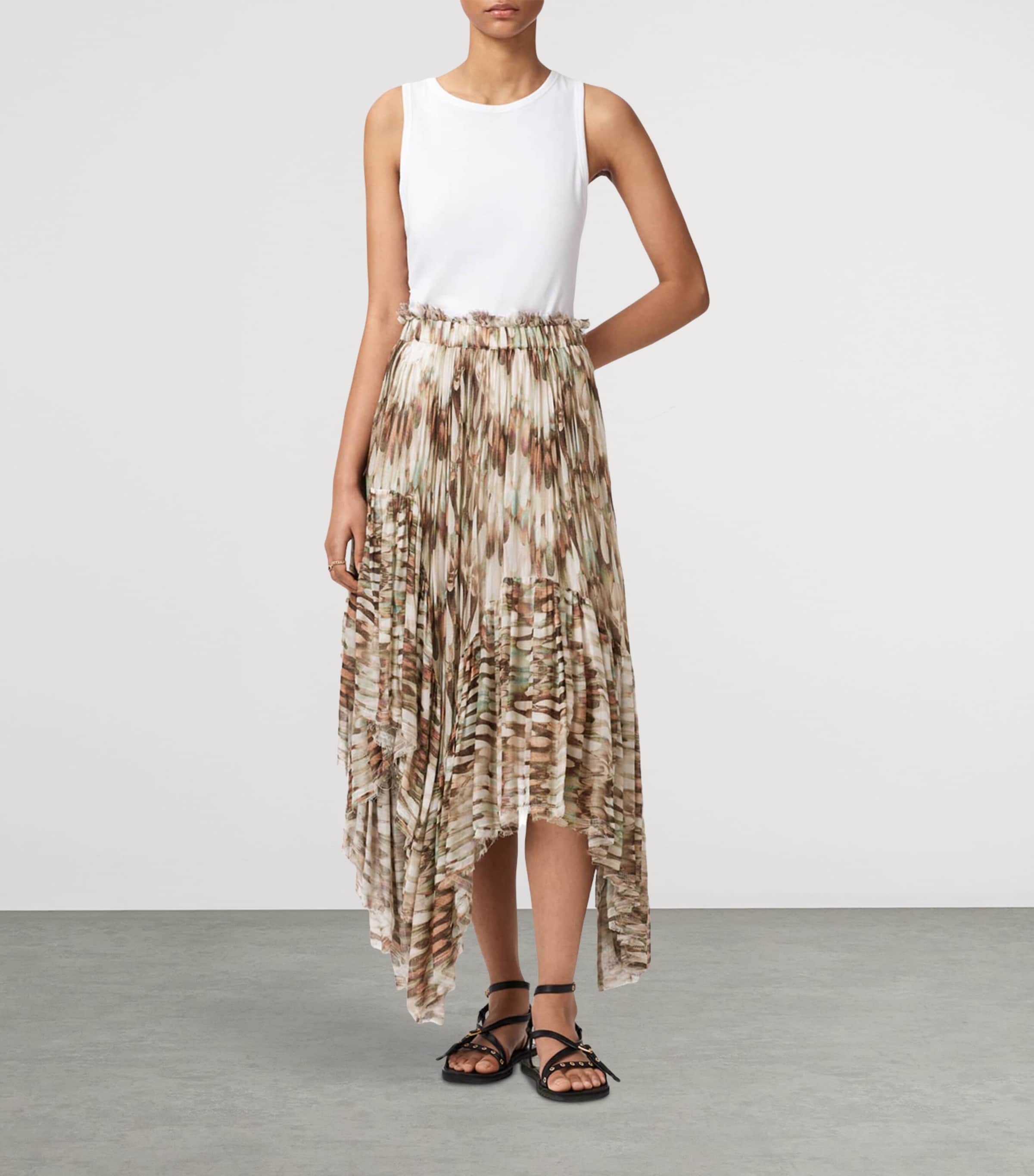 AllSaints Womens Printed Danae Maxi Skirt Oceano Soft Pink Image 2