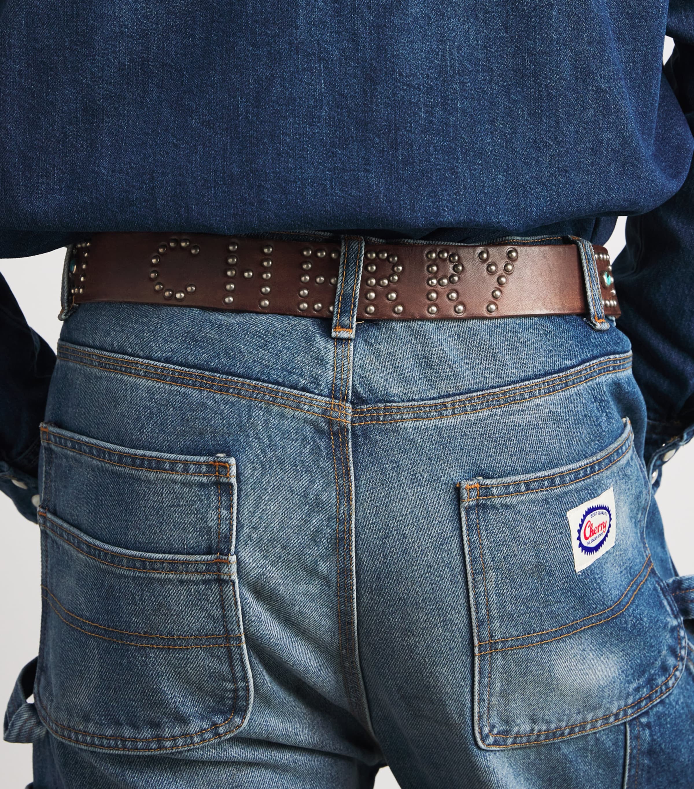 Leather Studded Santa Fe Belt BROWN Image 2