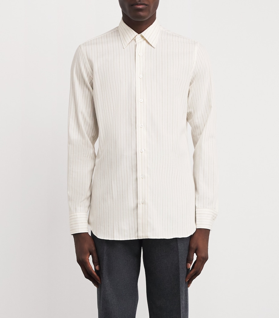 Cotton-Wool Stripe Shirt 120BE Image 3