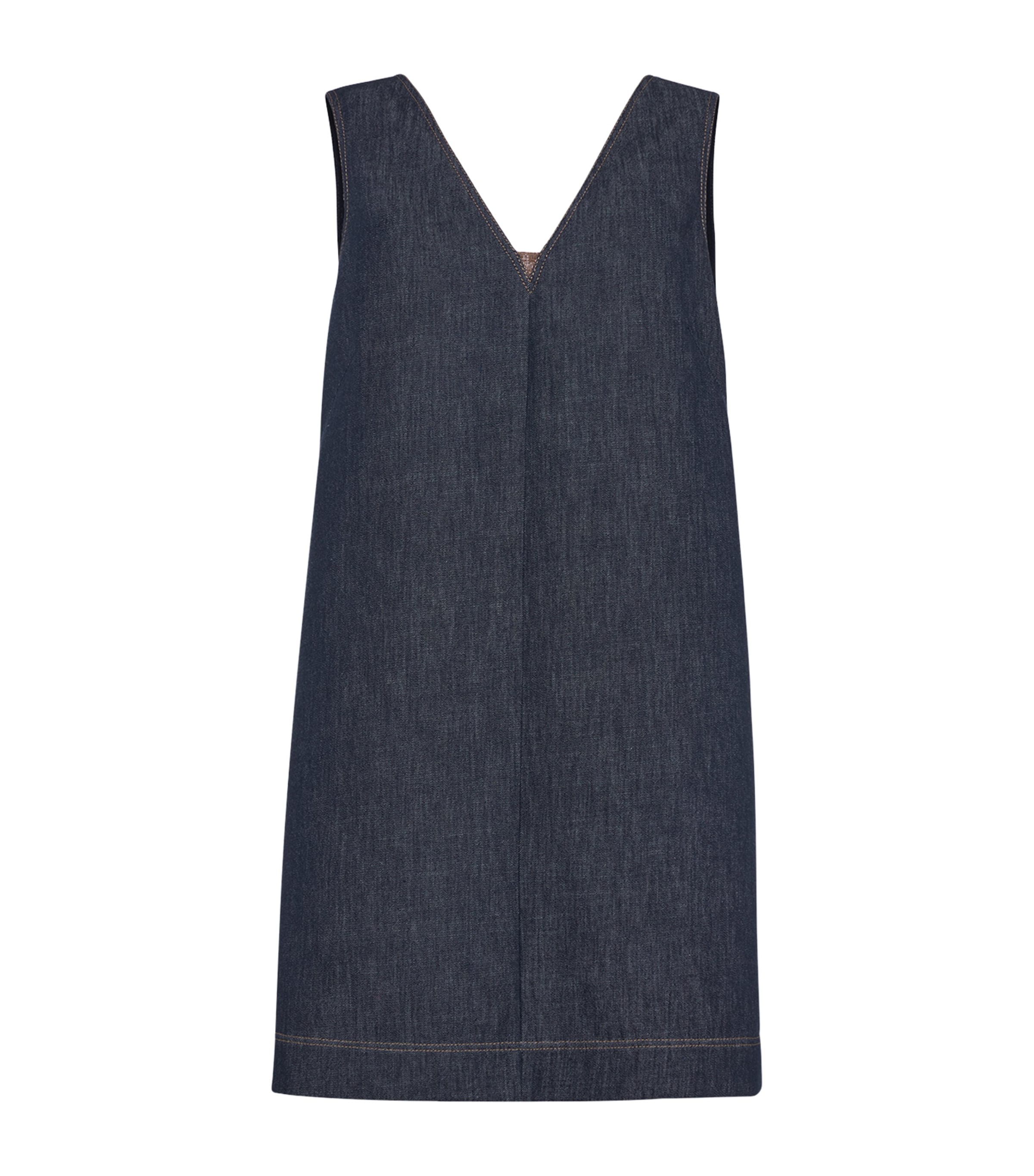 Brunello Cucinelli Denim V-neck Mini Dress In Blue