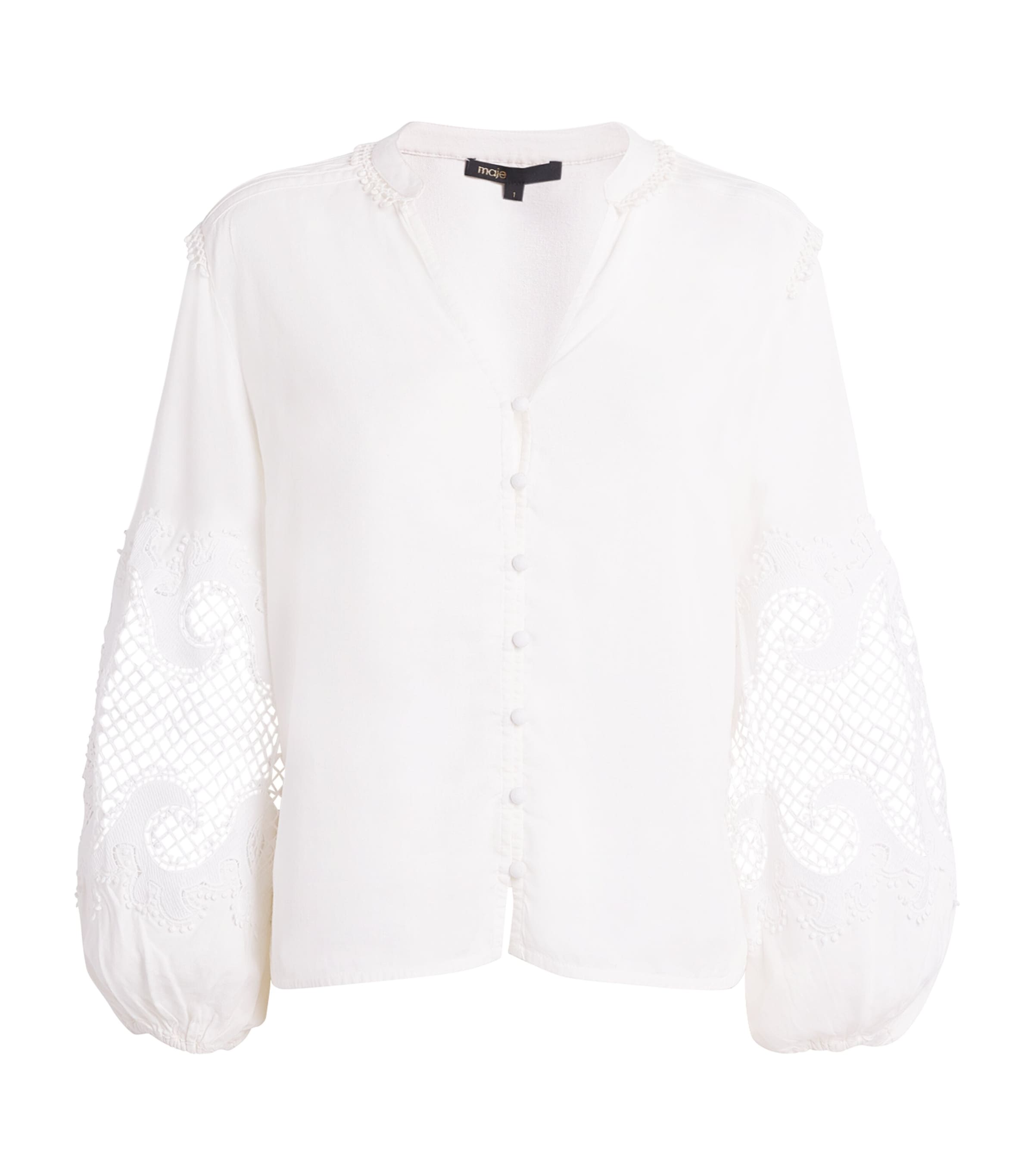 Maje Lace Cut-out Blouse In White