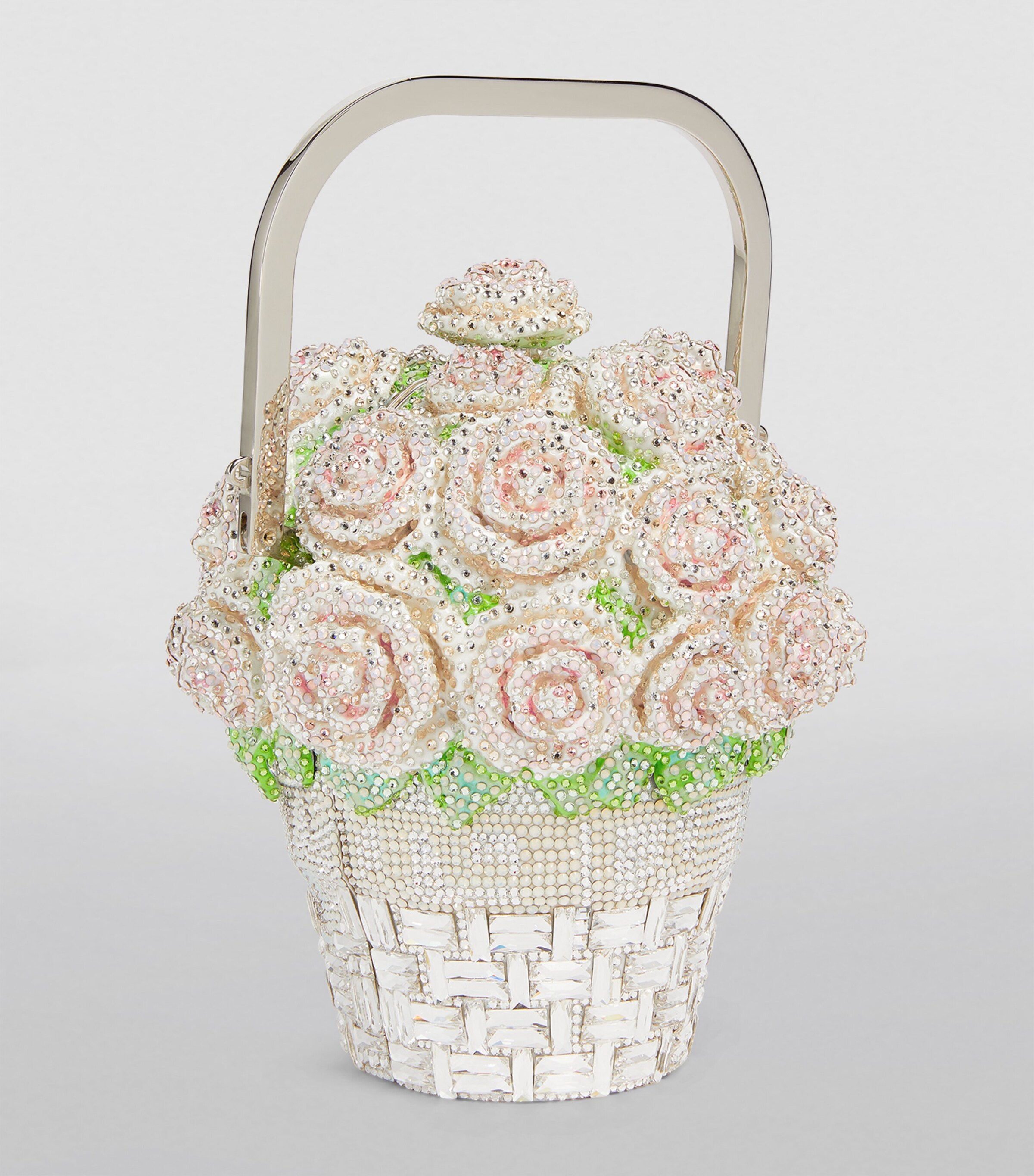 Judith Leiber Basket of Roses Top-Handle Bag Srhmt Silver Rhine Image 2