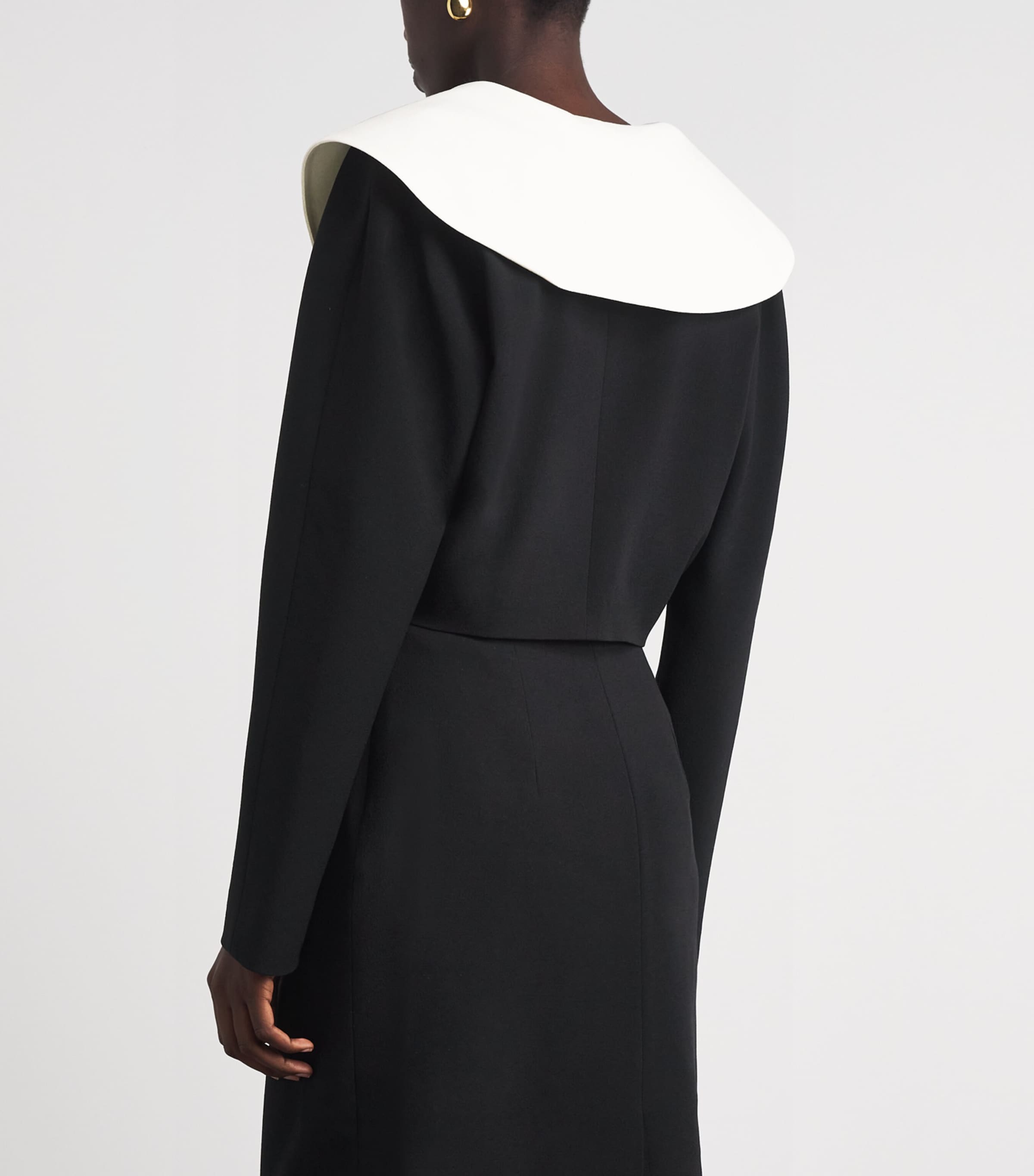 Alessandra Rich Womens Virgin Wool-Blend Cropped Blazer Black Image 5