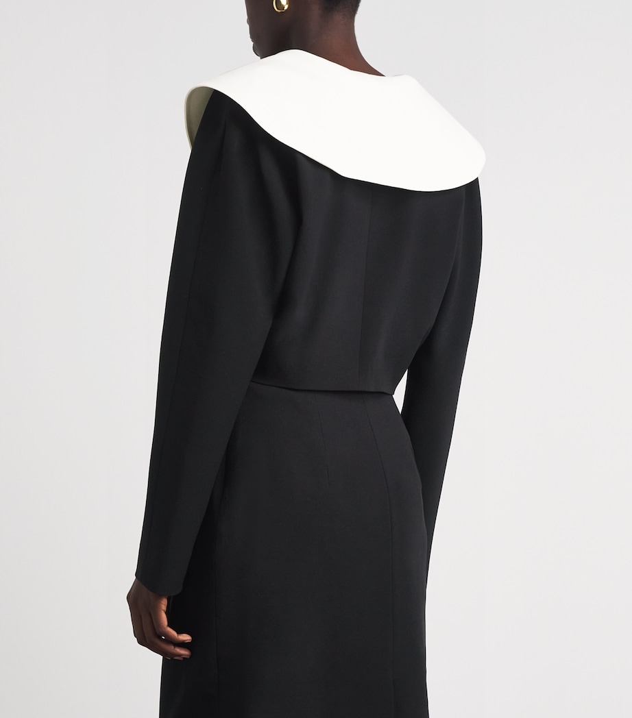 Alessandra Rich Womens Virgin Wool-Blend Cropped Blazer Black Image 5